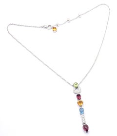 Bvlgari Collier Allegra Bulgari en or blanc avec diamant, péridot, tourmaline et citrine