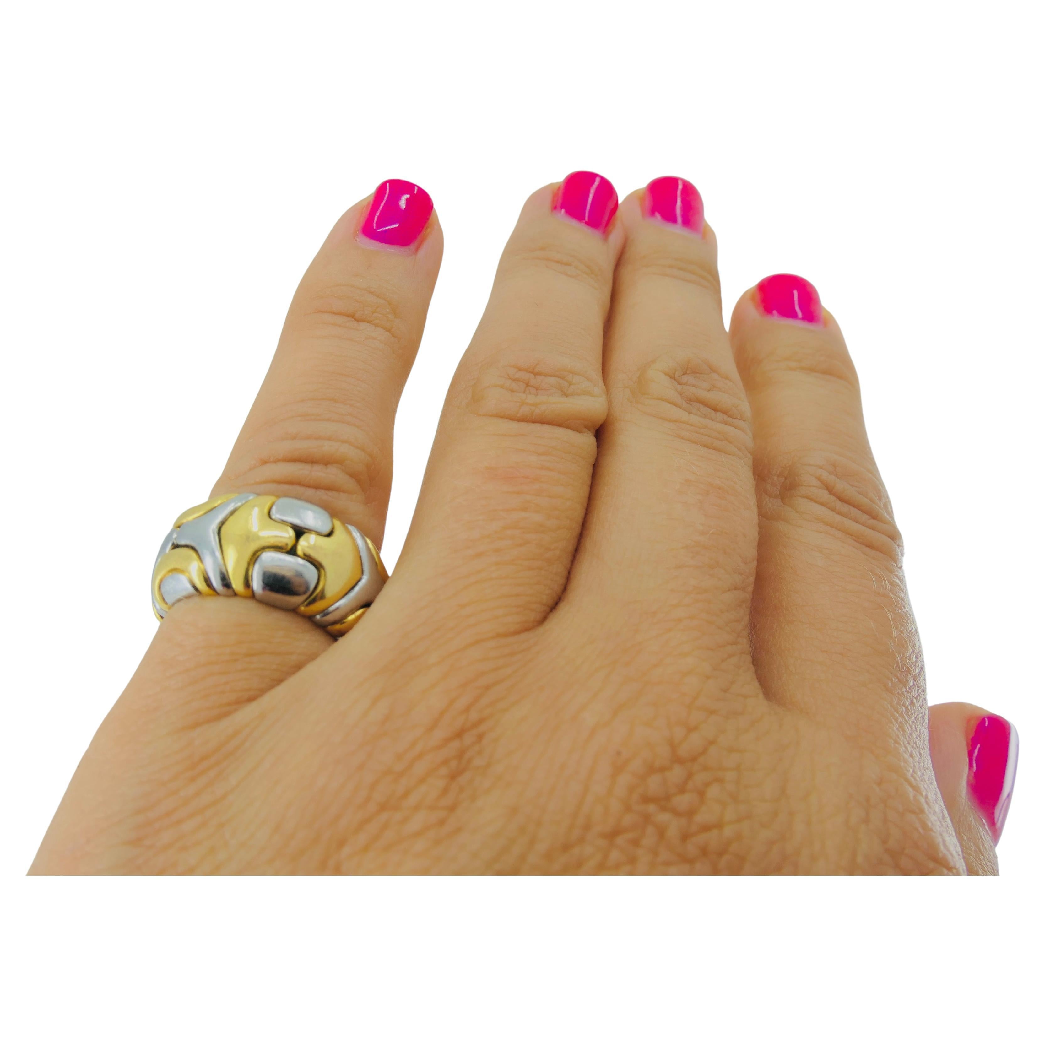 Bvlgari Bulgari Alveare Ring Gold Stainless Steel In Good Condition For Sale In Beverly Hills, CA