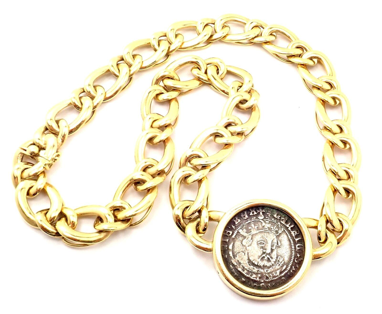 Bvlgari Bulgari Gliederhalskette, antike Münze Monet Gelbgold für Damen oder Herren