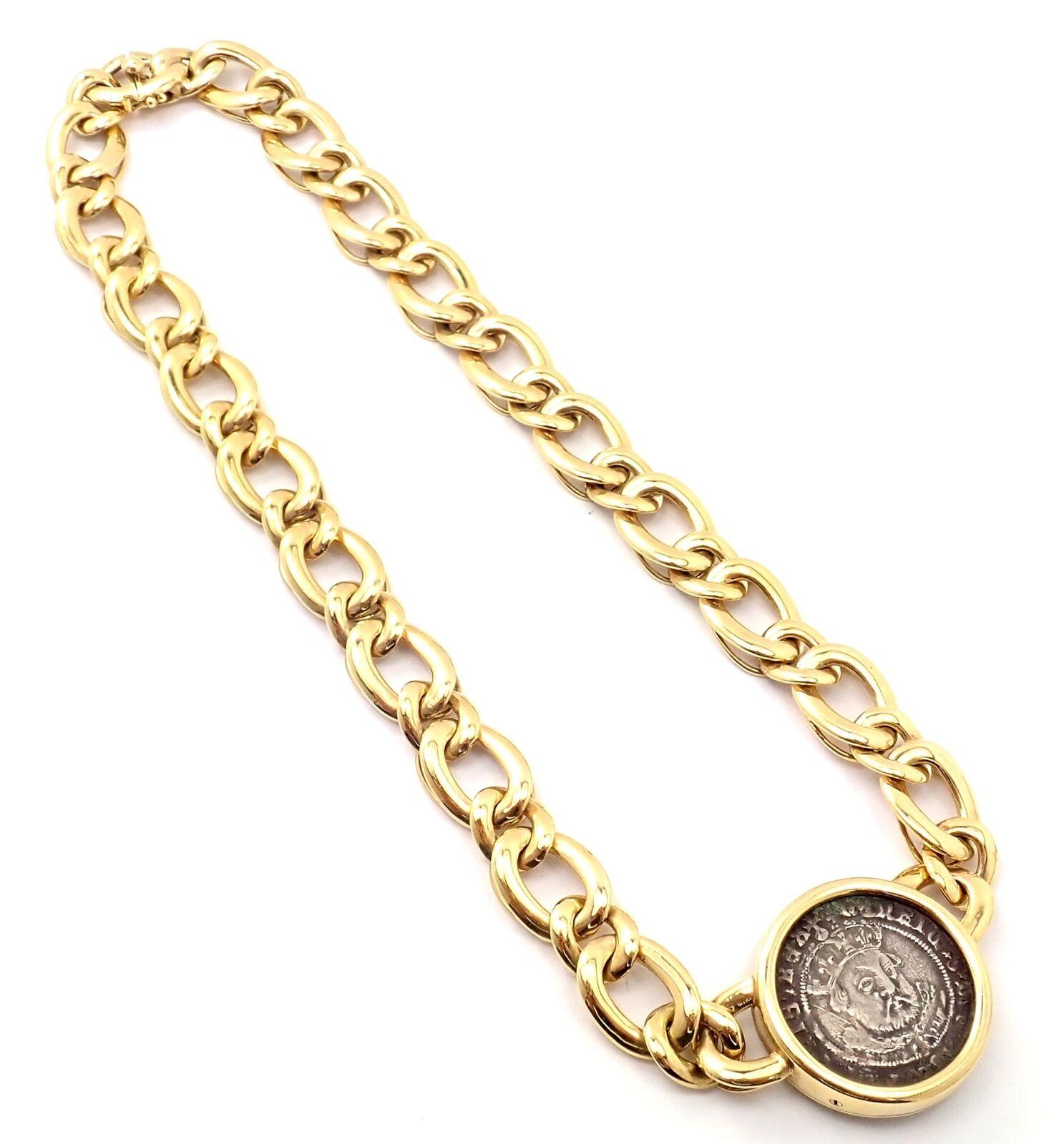 Bvlgari Bulgari Ancient Coin Monete Yellow Gold Link Necklace 1