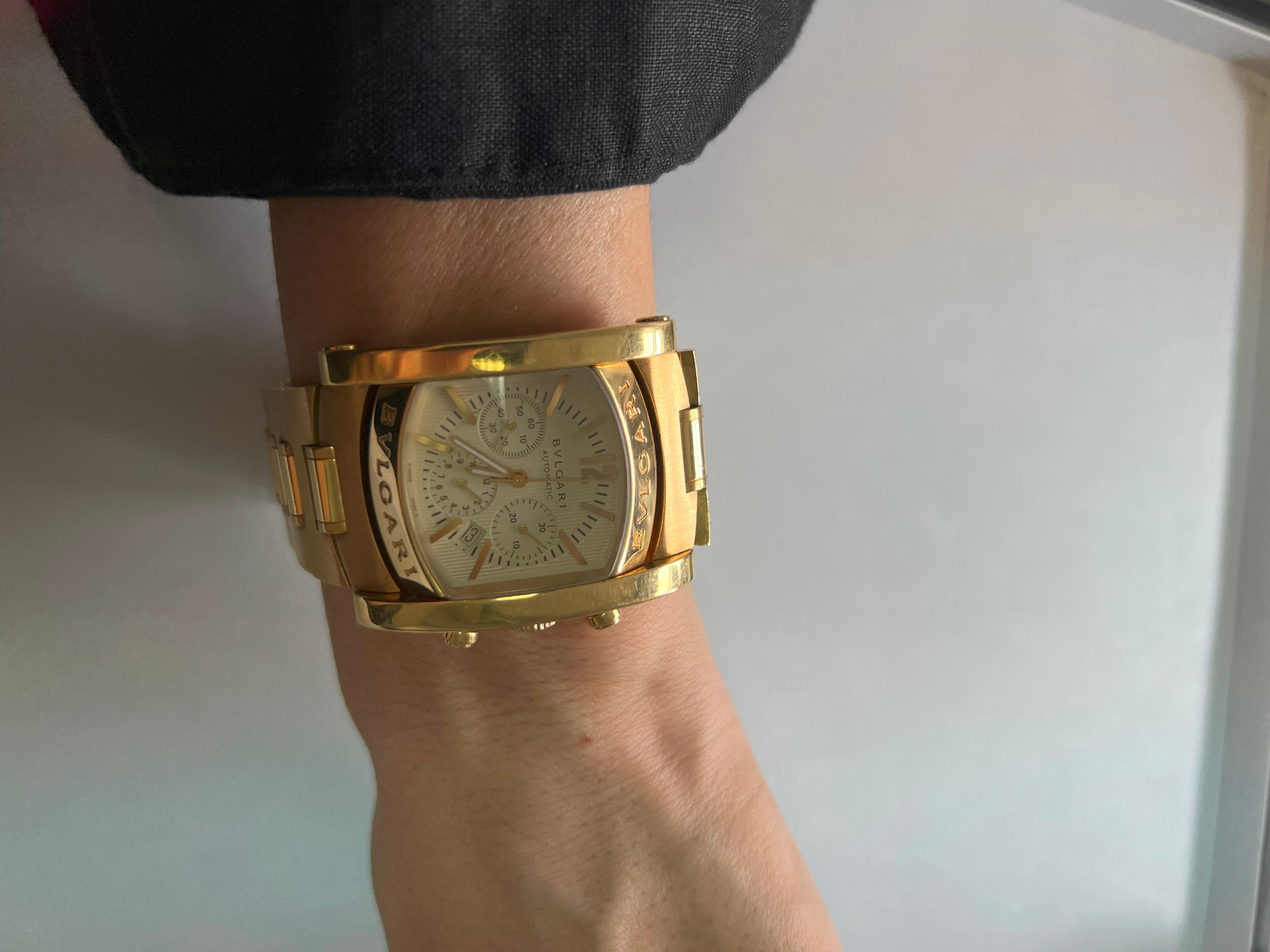 Bvlgari Bulgari Assioma 18 Karat Yellow Gold Large Dial Watch For Sale 3