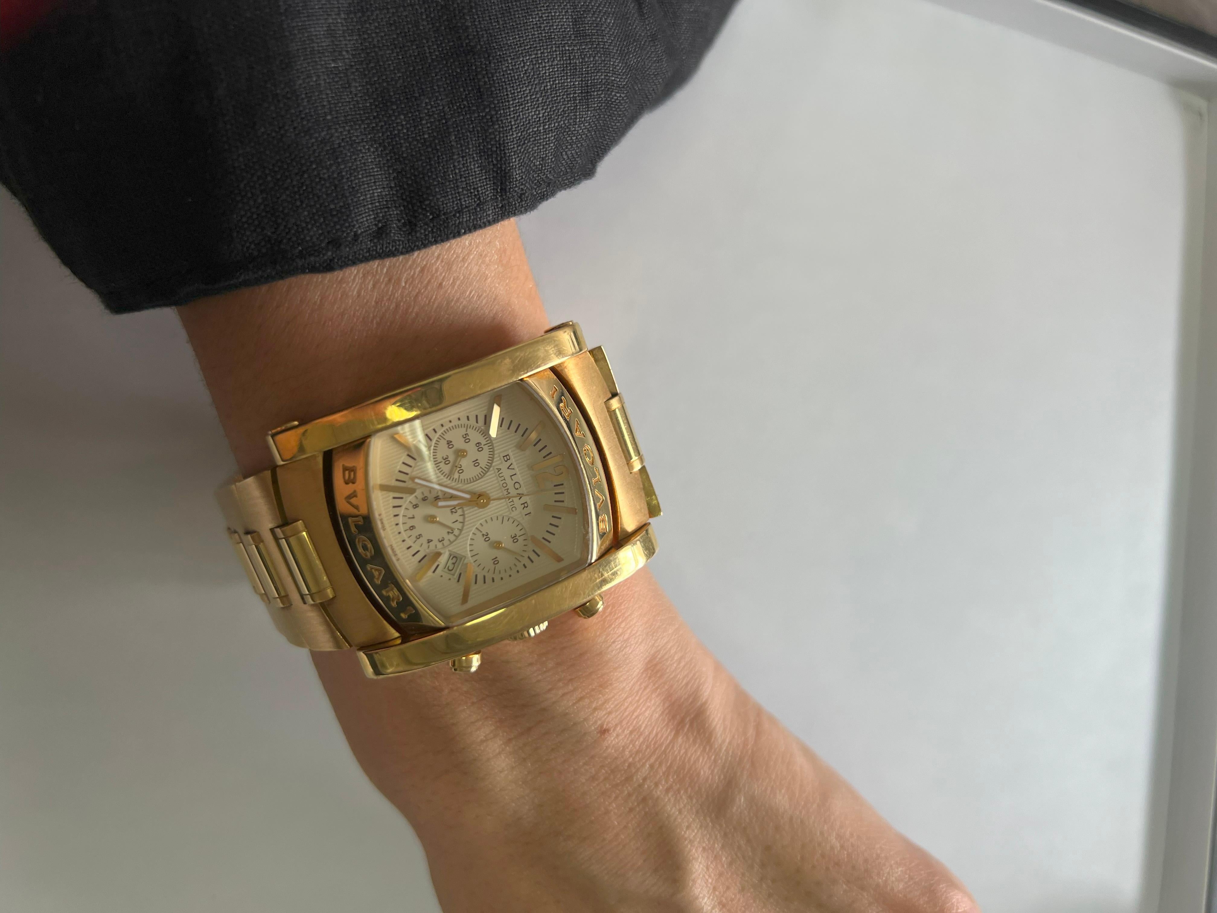 Bvlgari Bulgari Assioma 18 Karat Yellow Gold Large Dial Watch  For Sale 4