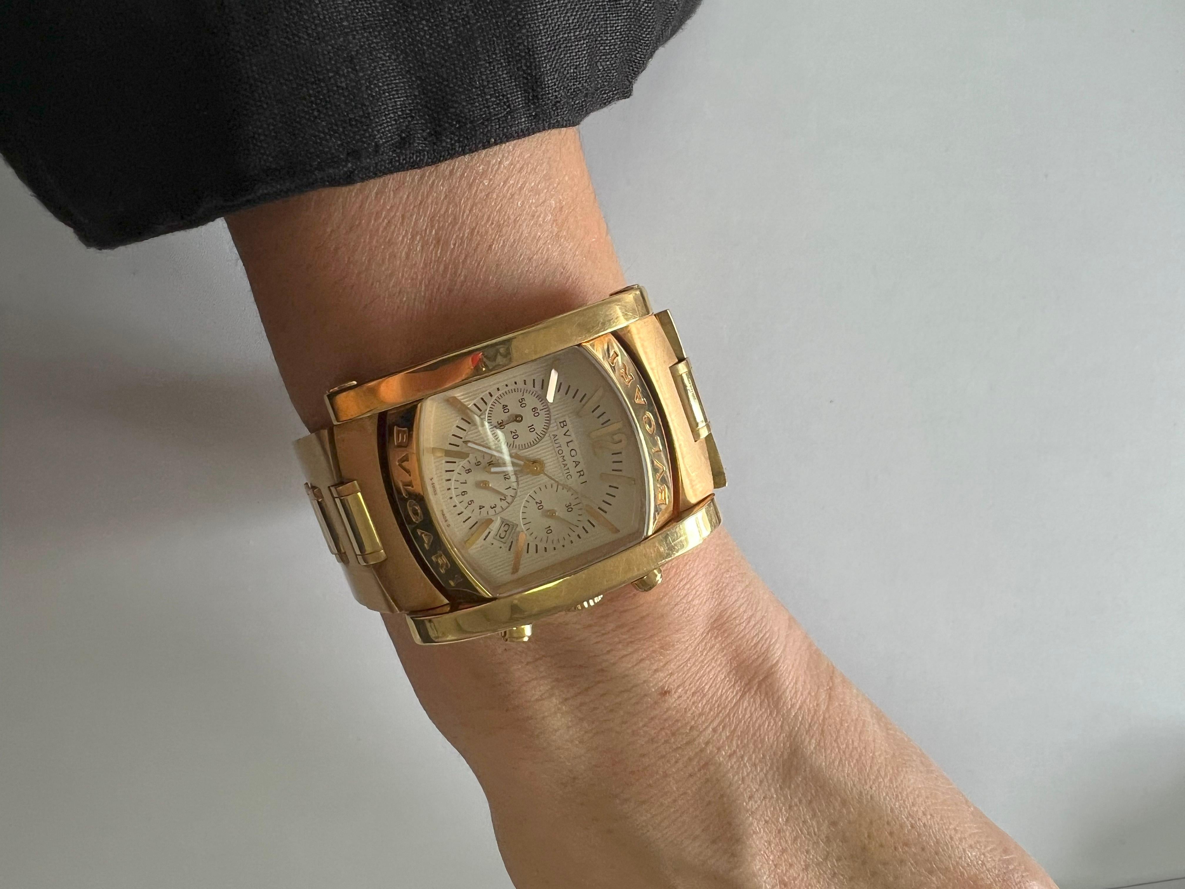 Bvlgari Bulgari Assioma 18 Karat Yellow Gold Large Dial Watch  For Sale 7