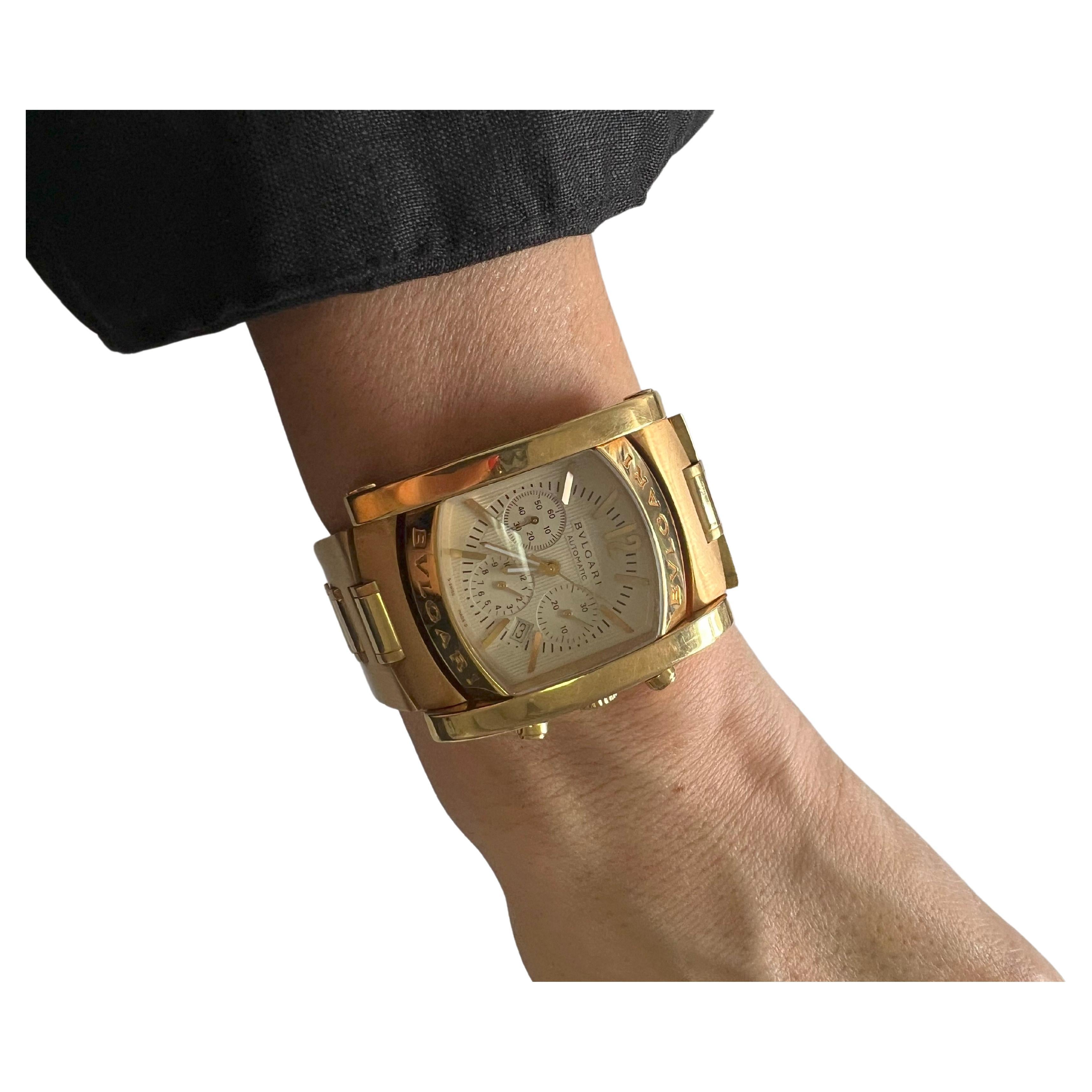 Bvlgari Bulgari Assioma 18 Karat Yellow Gold Large Dial Watch  For Sale 1