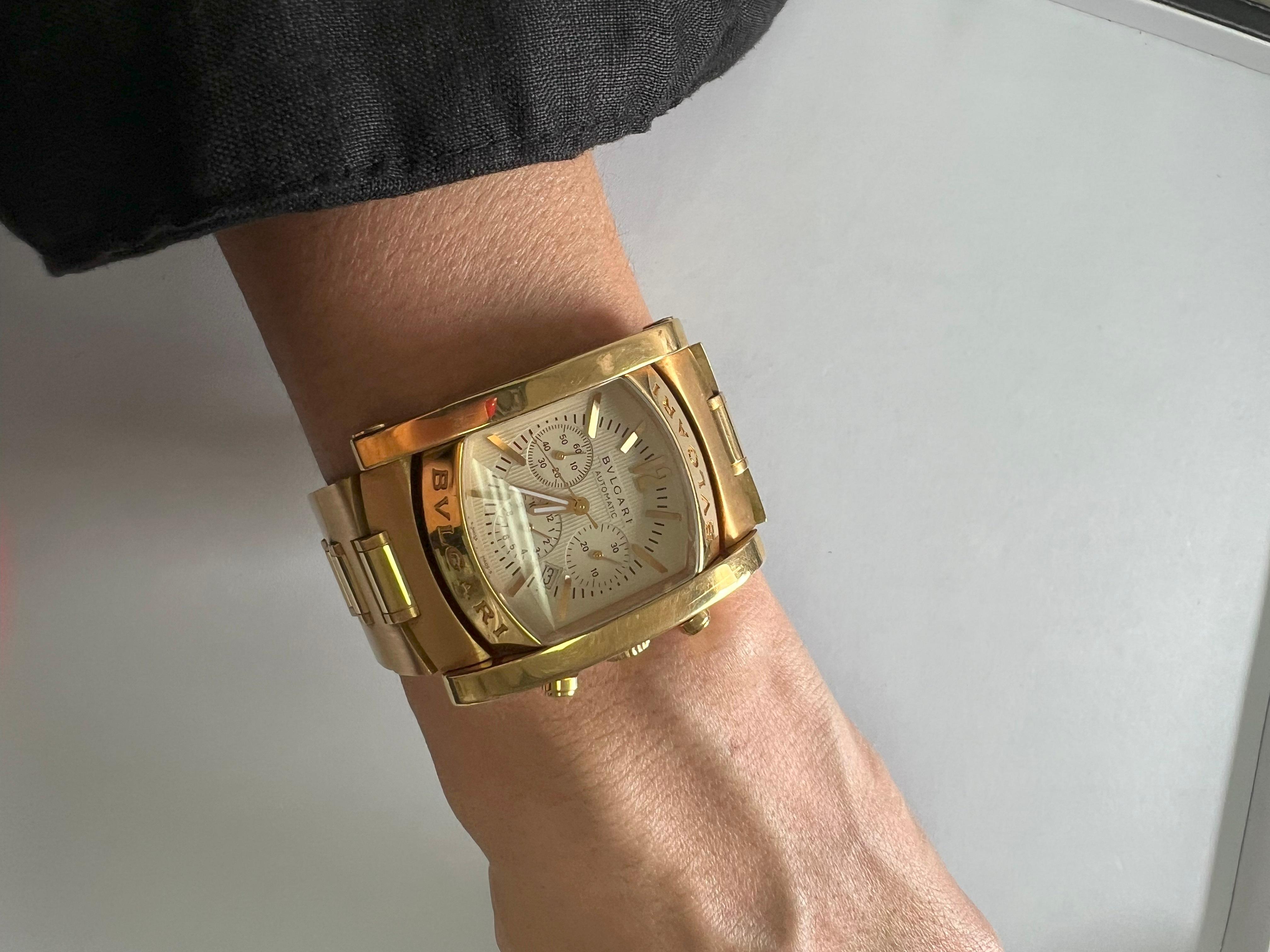 Bvlgari Bulgari Assioma 18 Karat Yellow Gold Large Dial Watch  For Sale 2