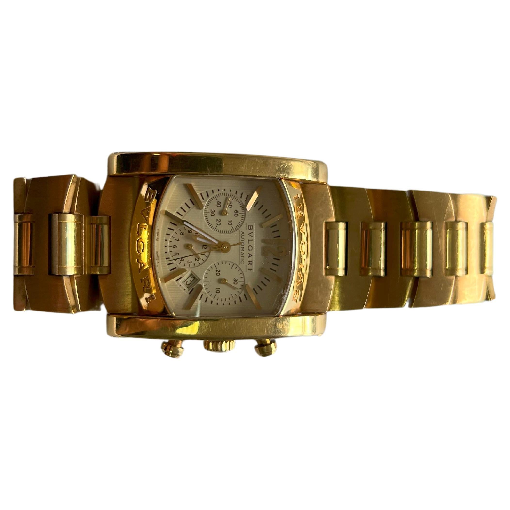 Bvlgari Bulgari Assioma 18 Karat Yellow Gold Large Dial Watch  For Sale
