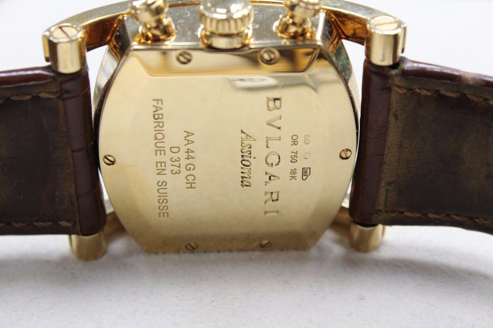 Bvlgari Bulgari Assioma Men's Watch AA44 G CH Chronograph 18 Karat Yellow Gold In Good Condition In San Diego, CA
