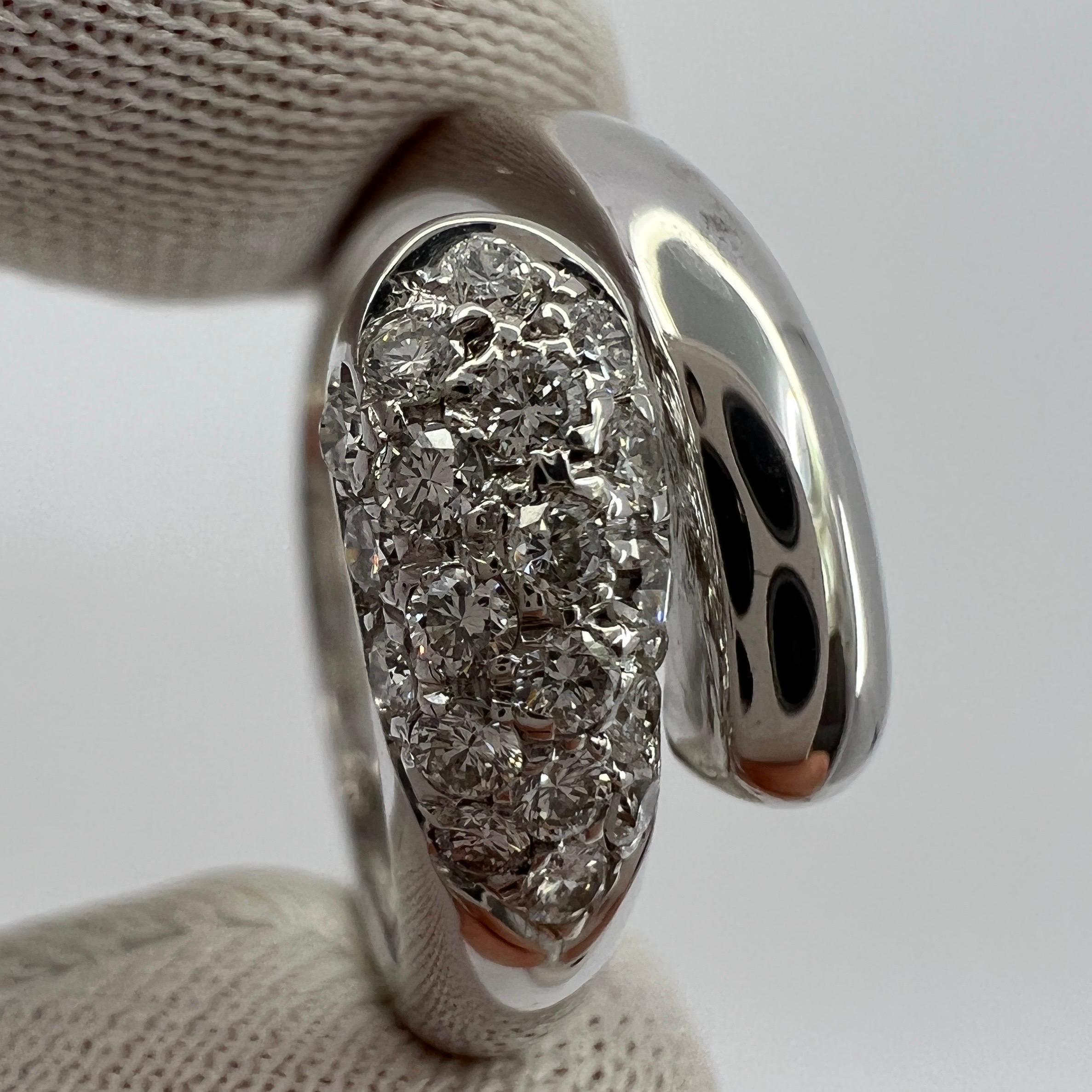 Round Cut Bvlgari Bulgari Astrae Diamond Pave 18k White Gold Ring with Box