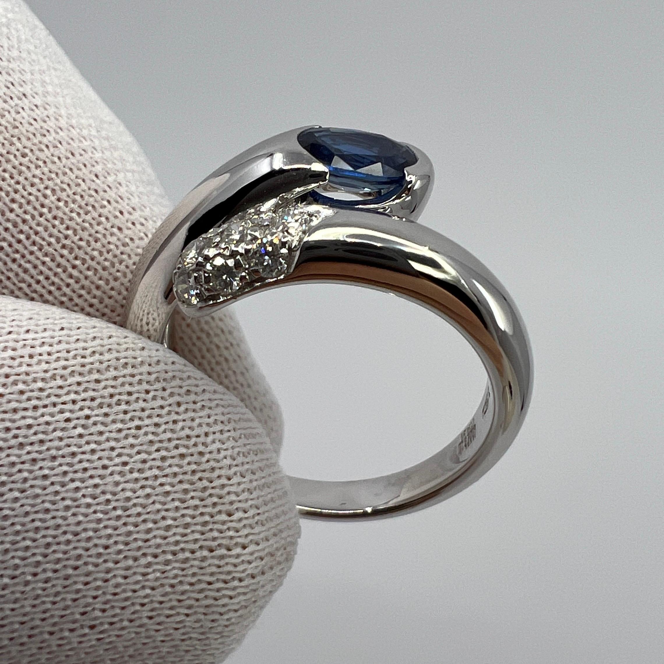 Bvlgari Bulgari Astraea Blue Sapphire and Diamond Oval Cut 18k White Gold Ring 3