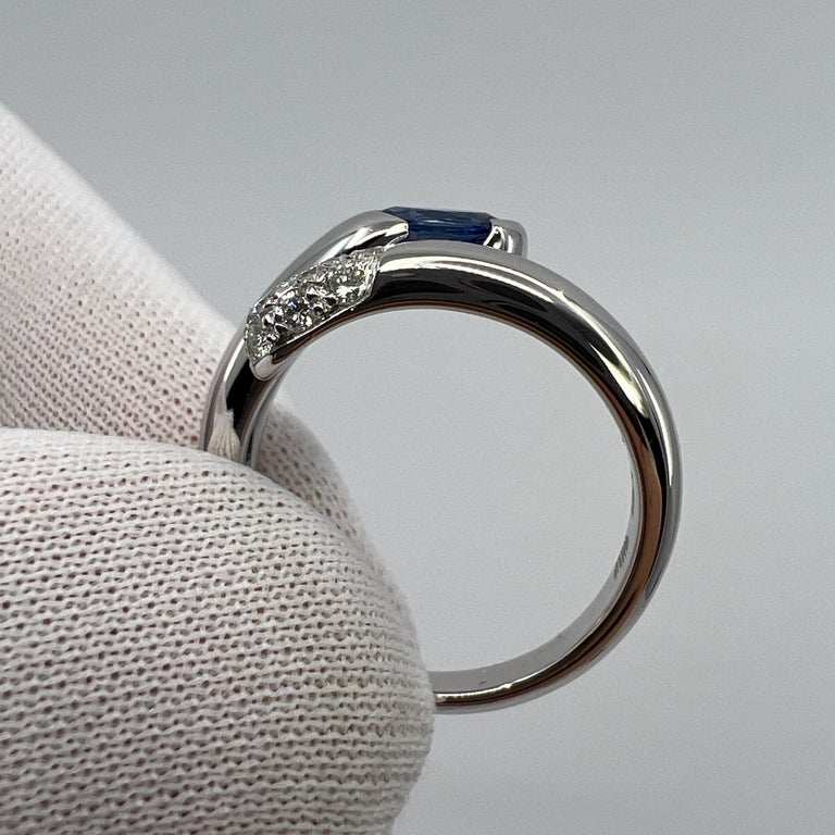 Bvlgari Bulgari Astraea Blue Sapphire and Diamond Oval Cut 18k White Gold Ring For Sale 7