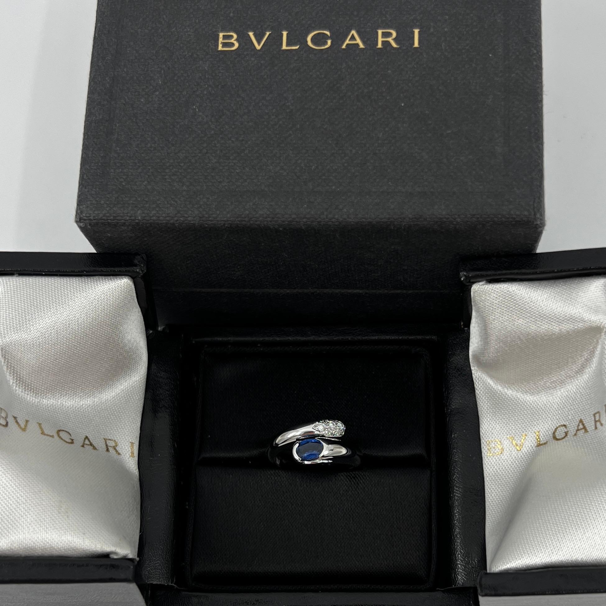 Bvlgari Bulgari Astraea Blue Sapphire and Diamond Oval Cut 18k White Gold Ring 5