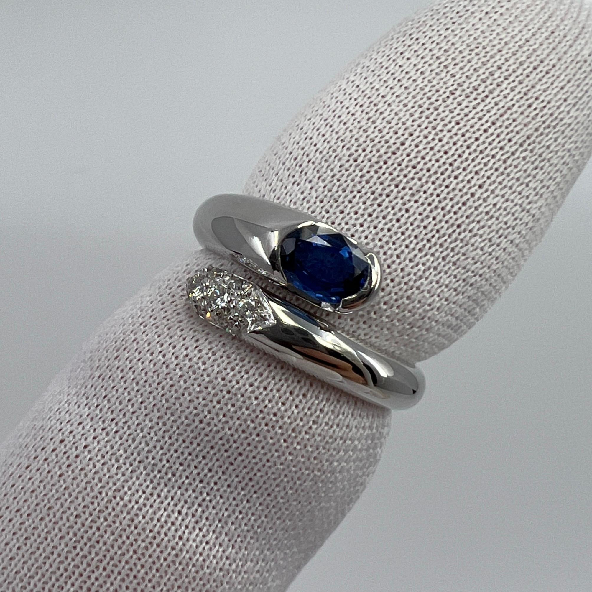 Bvlgari Bulgari Astraea Blue Sapphire and Diamond Oval Cut 18k White Gold Ring 8