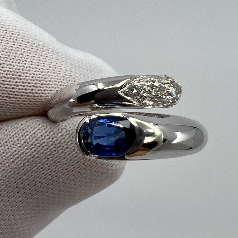 Bvlgari Astraea Blue Sapphire And Diamond Oval Cut 18k White Gold Ring.

The classic Bvlgari snake theme from the more modern Astraea line, this 18K white gold snake comfortably wraps around the finger. 

The ring is set with a beautiful oval cut