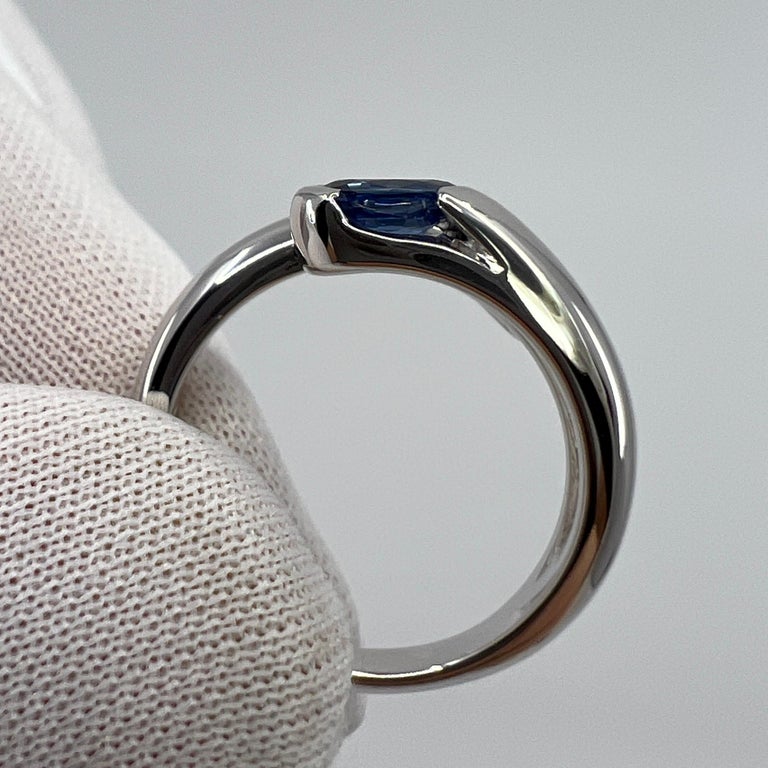 Bvlgari Bulgari Astraea Blue Sapphire and Diamond Oval Cut 18k White Gold Ring For Sale 3