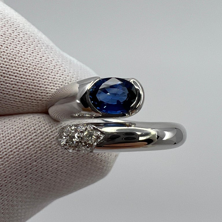 Bvlgari Bulgari Astraea Blue Sapphire and Diamond Oval Cut 18k White Gold Ring For Sale 4