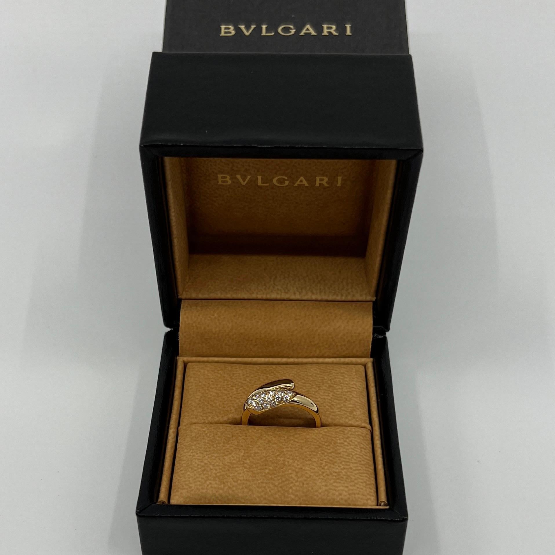 Bvlgari Bulgari Astraea Diamond Pave 18k Yellow Gold Ring with Box US 3