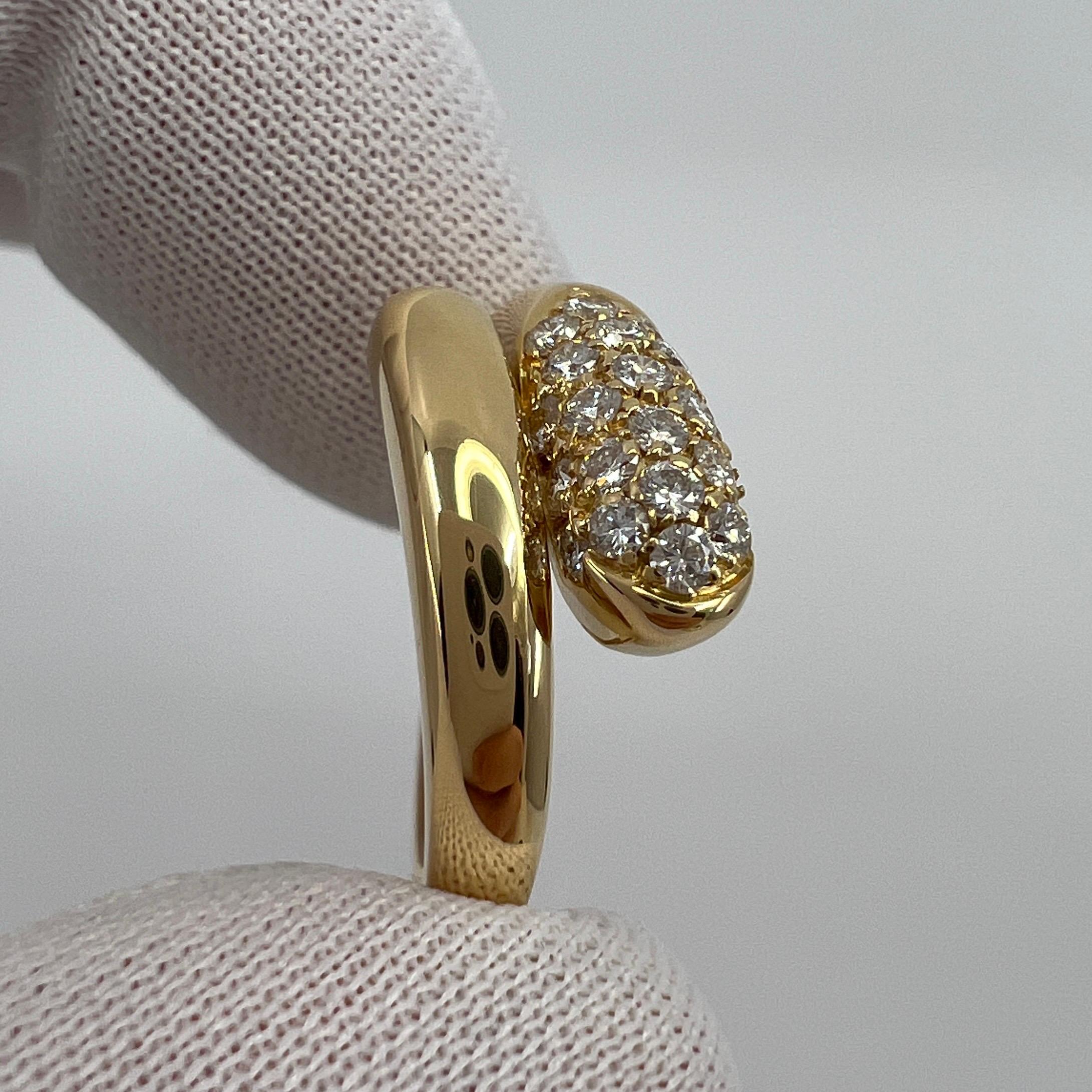 Round Cut Bvlgari Bulgari Astraea Diamond Pave 18k Yellow Gold Ring with Box US