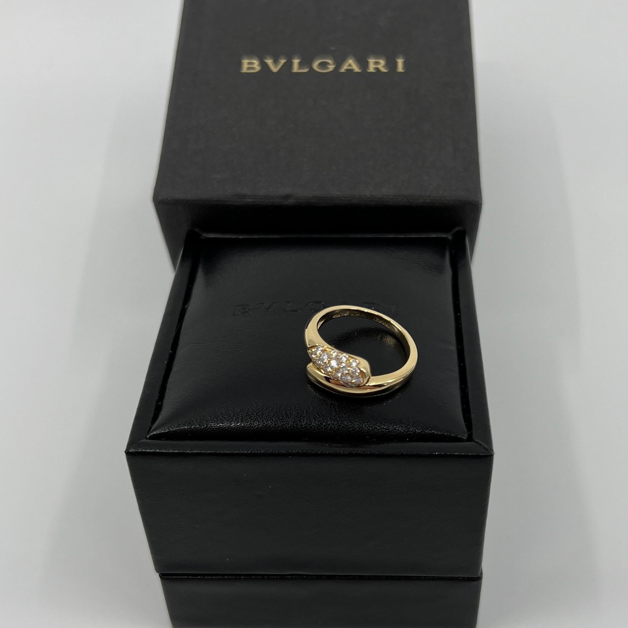 Bvlgari Bulgari Astraea Diamond Pave 18k Yellow Gold Ring with Box US 1