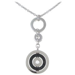 Bvlgari Bulgari Astrale Cerchi Halskette aus 18 Karat Weißgold mit Kreisscheiben aus schwarzer Keramik