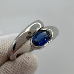 Bvlgari Bulgari Astrea Vivid Blue Sapphire Oval Cut 18k White Gold Bypass Ring