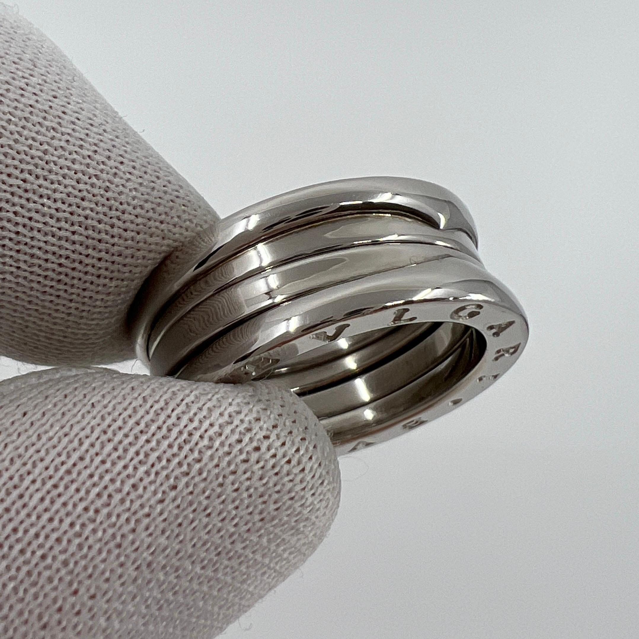 Women's or Men's Bvlgari Bulgari B Zero 1 3-Band 18 Karat White Gold Band Ring US 5.75 EU 51