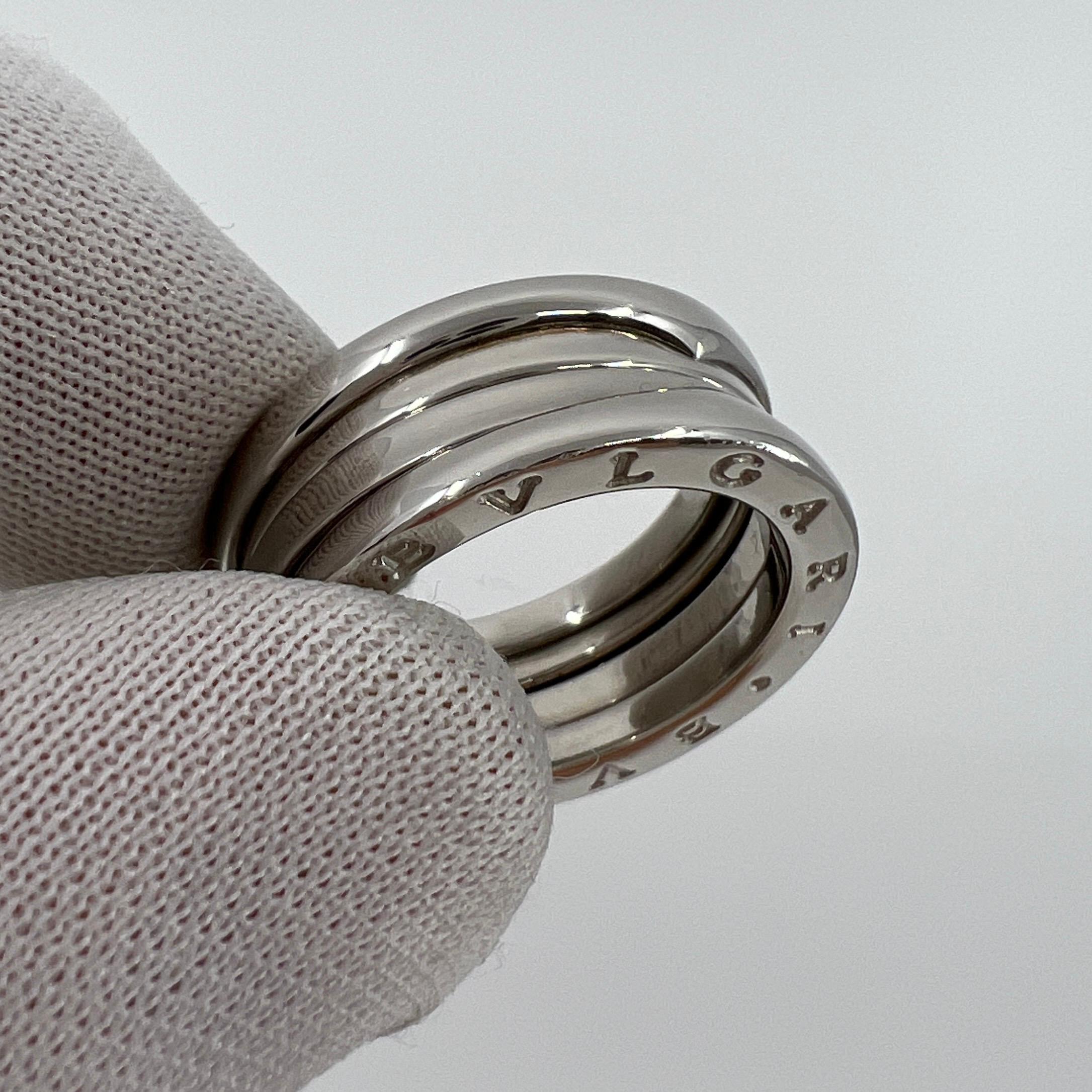 Bvlgari Bulgari B Zero 1 3-Band 18 Karat White Gold Band Ring US 5.75 EU 51 1