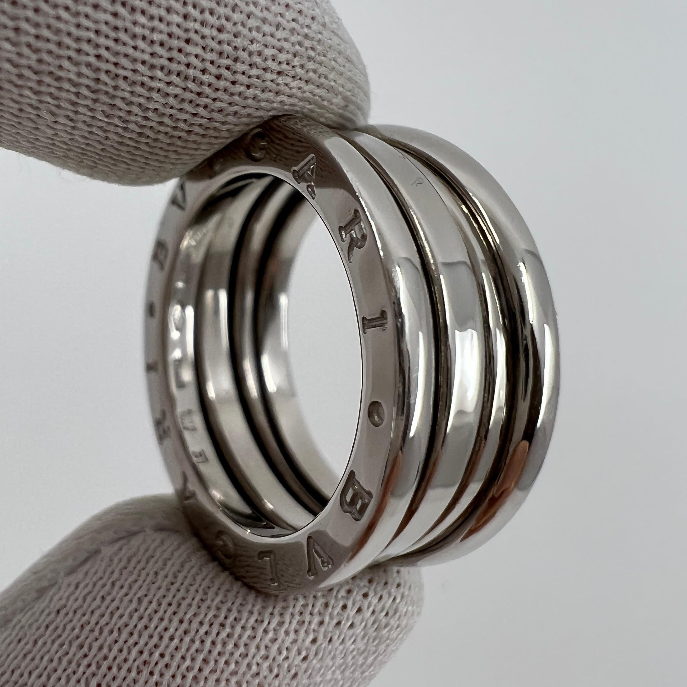 Bvlgari Bulgari B Zero 1 3-Band 18 Karat White Gold Band Ring US 5.75 EU 51 2