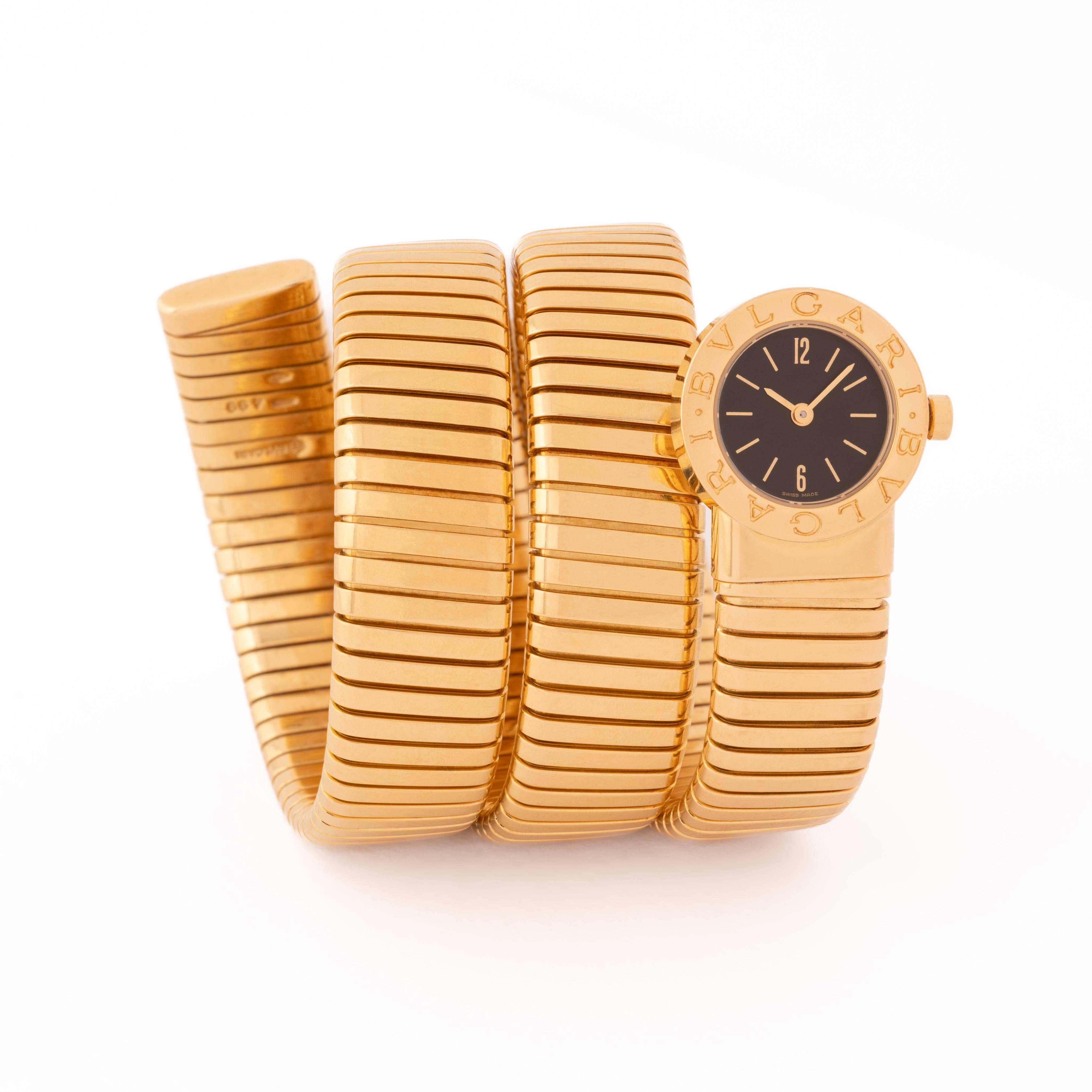 Bvlgari Bulgari BB191T 18 Karat Gelbgold Tubogas Serpenti Uhrenschachtel & Papiere (Moderne) im Angebot