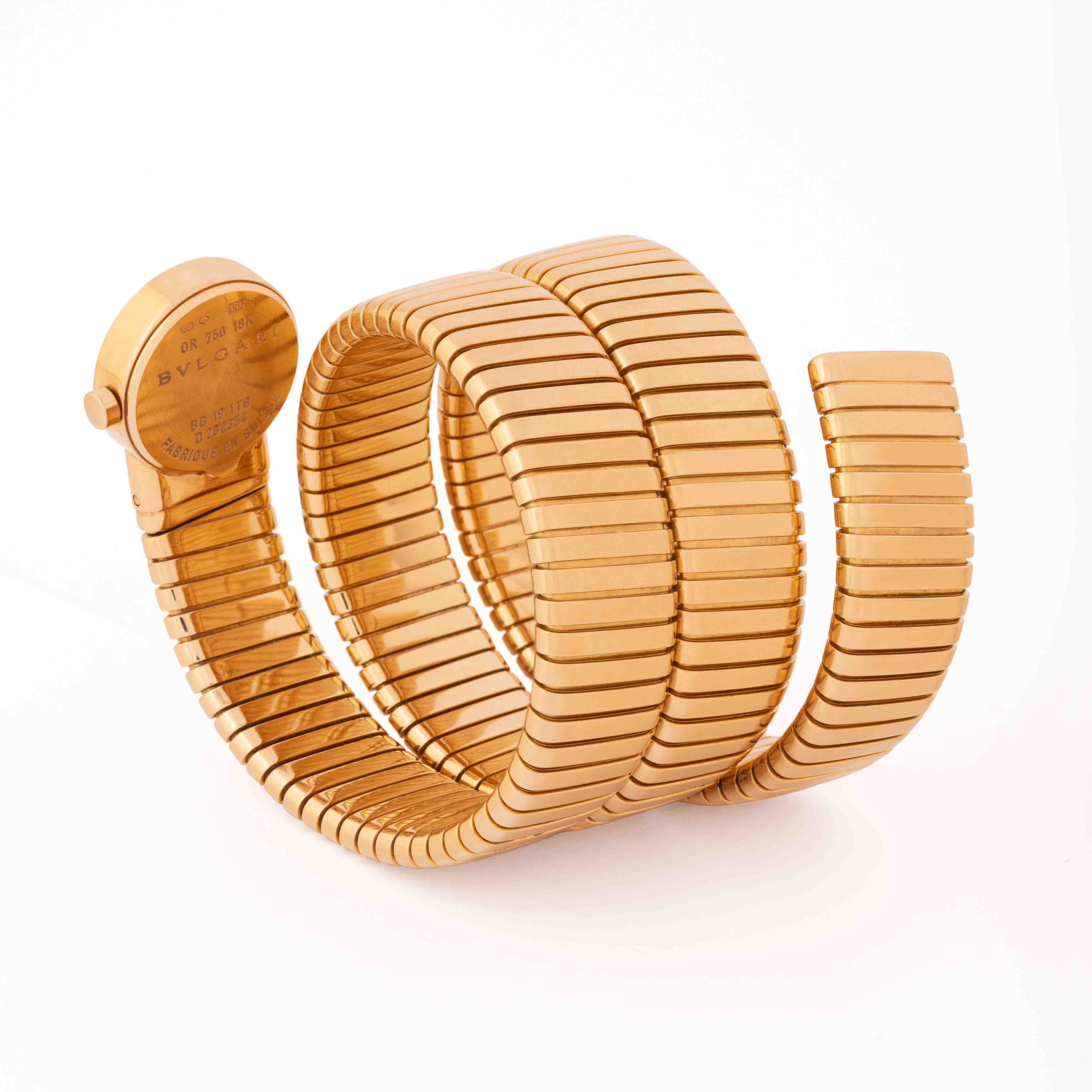 Bvlgari Bulgari BB191T 18 Karat Gelbgold Tubogas Serpenti Uhrenschachtel & Papiere für Damen oder Herren im Angebot