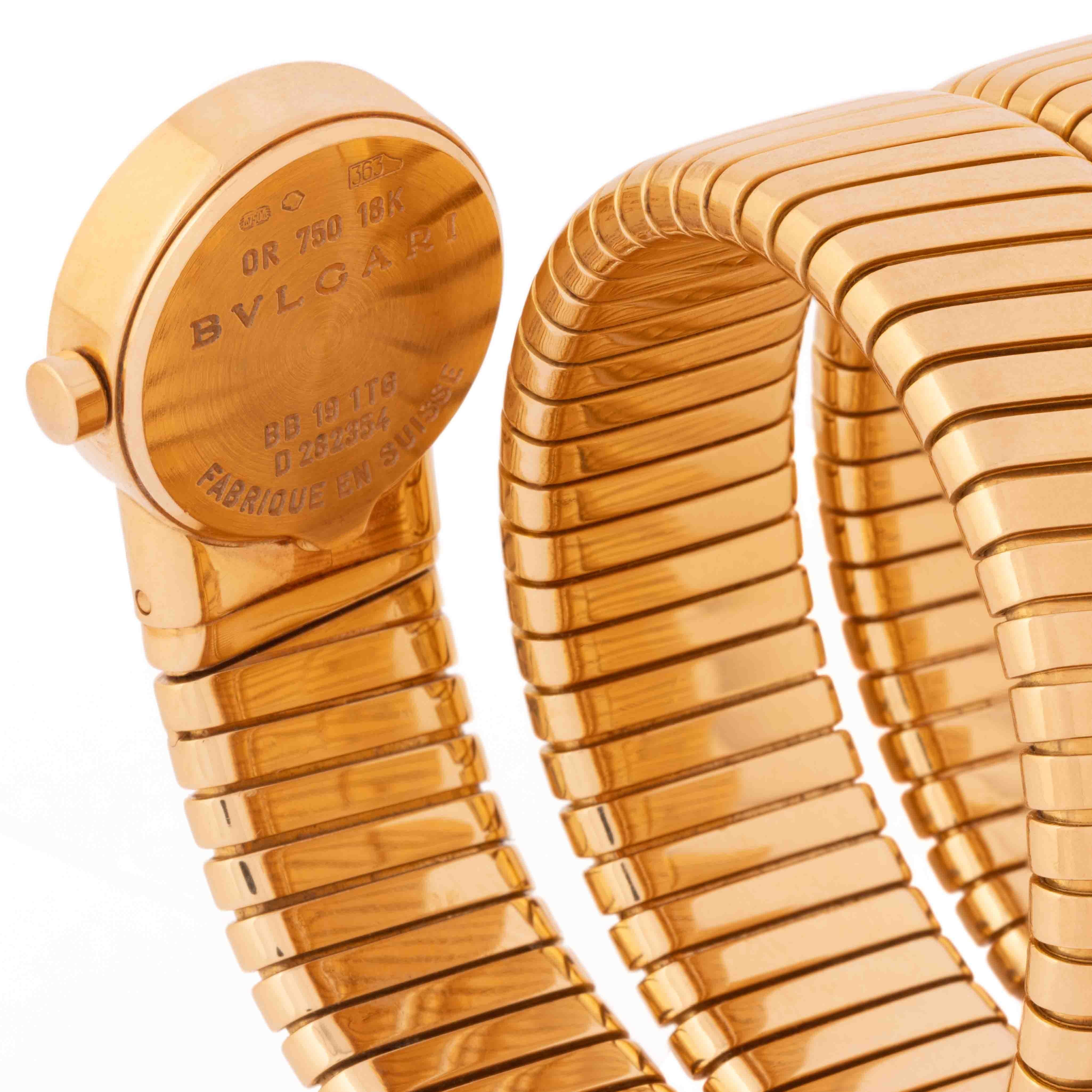 Bvlgari Bulgari BB191T 18 Karat Gelbgold Tubogas Serpenti Uhrenschachtel & Papiere im Angebot 1