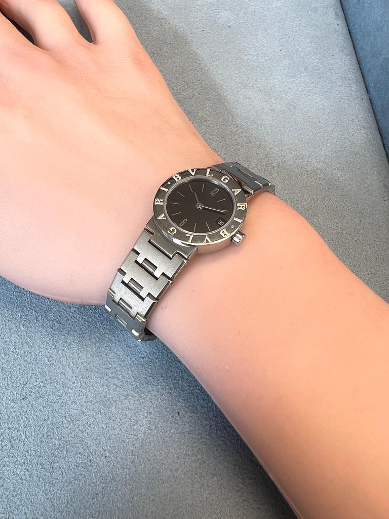 Bvlgari Bulgari BB23SSD Stainless Steel Watch Black Dial Swiss 