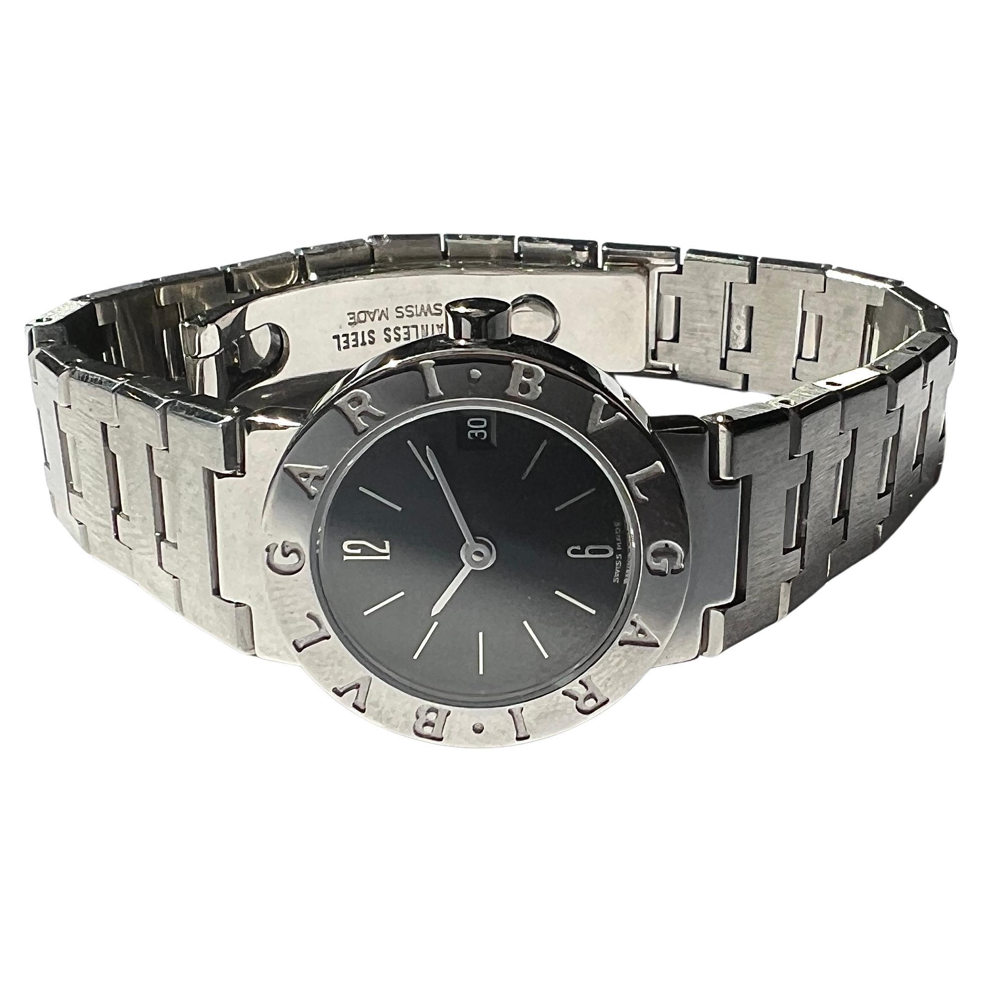 Bvlgari Bulgari BB23SSD Stainless Steel Watch Black Dial Swiss Made