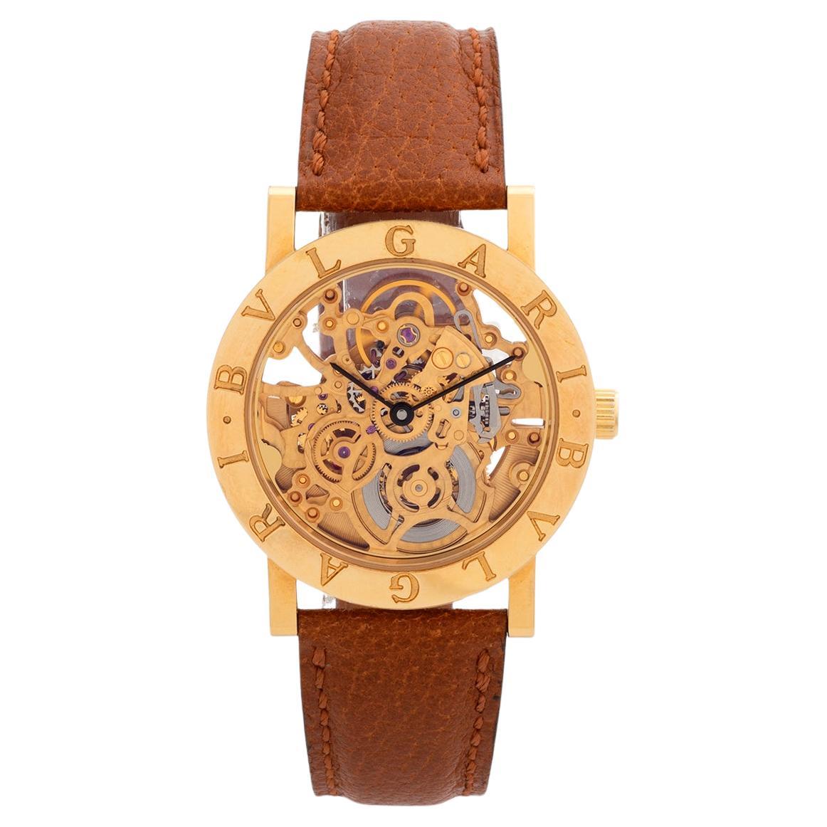Bvlgari Bulgari BB33GL SK, or jaune 18 devant squelette, mouvement automatique, c2000