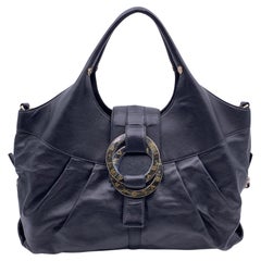 Bvlgari Bulgari Black Leather Chandra Hobo Shoulder Bag Tote