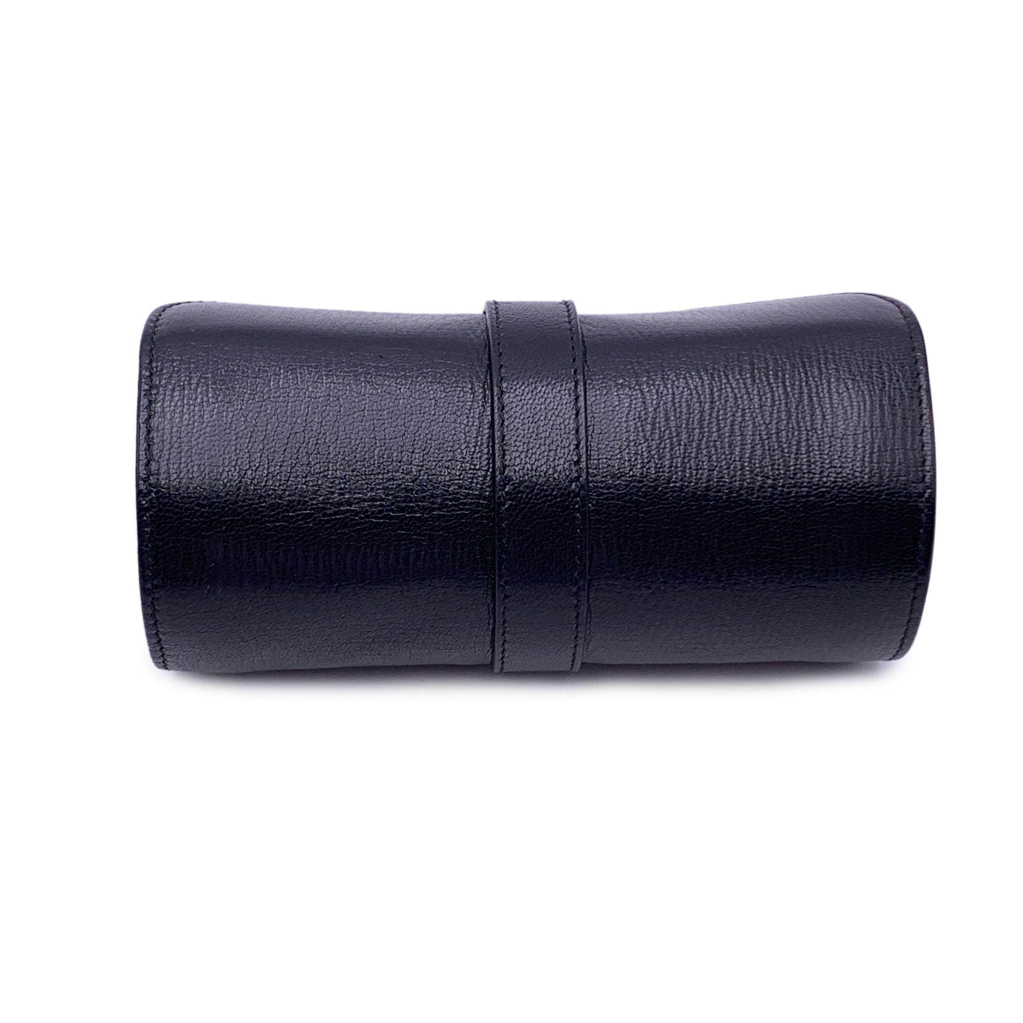 Bvlgari Bulgari Black Leather Watch Roll Holder Travel Case In Good Condition In Rome, Rome