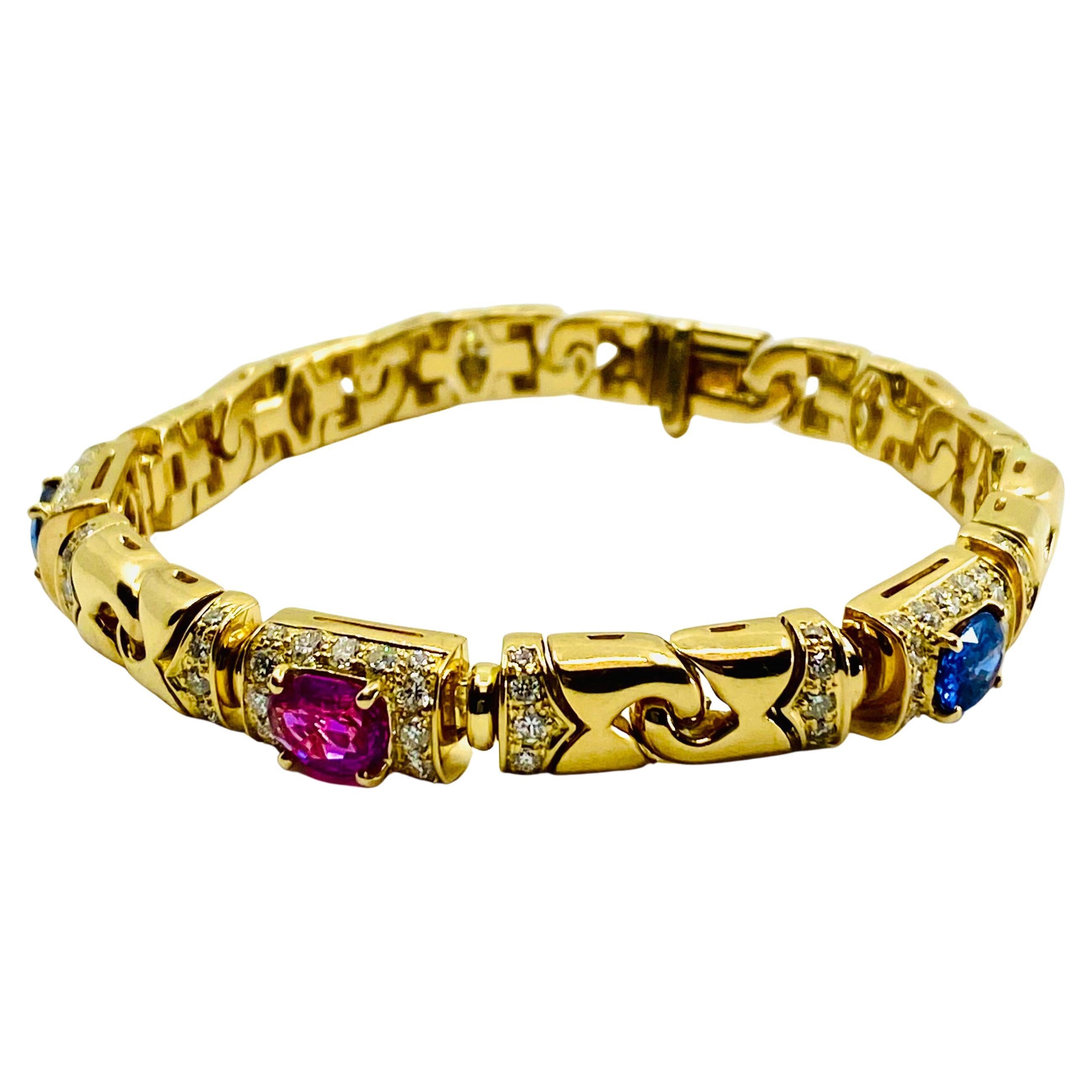 Bvlgari Bulgari Bracelet saphir diamant or 18 carats en vente 1