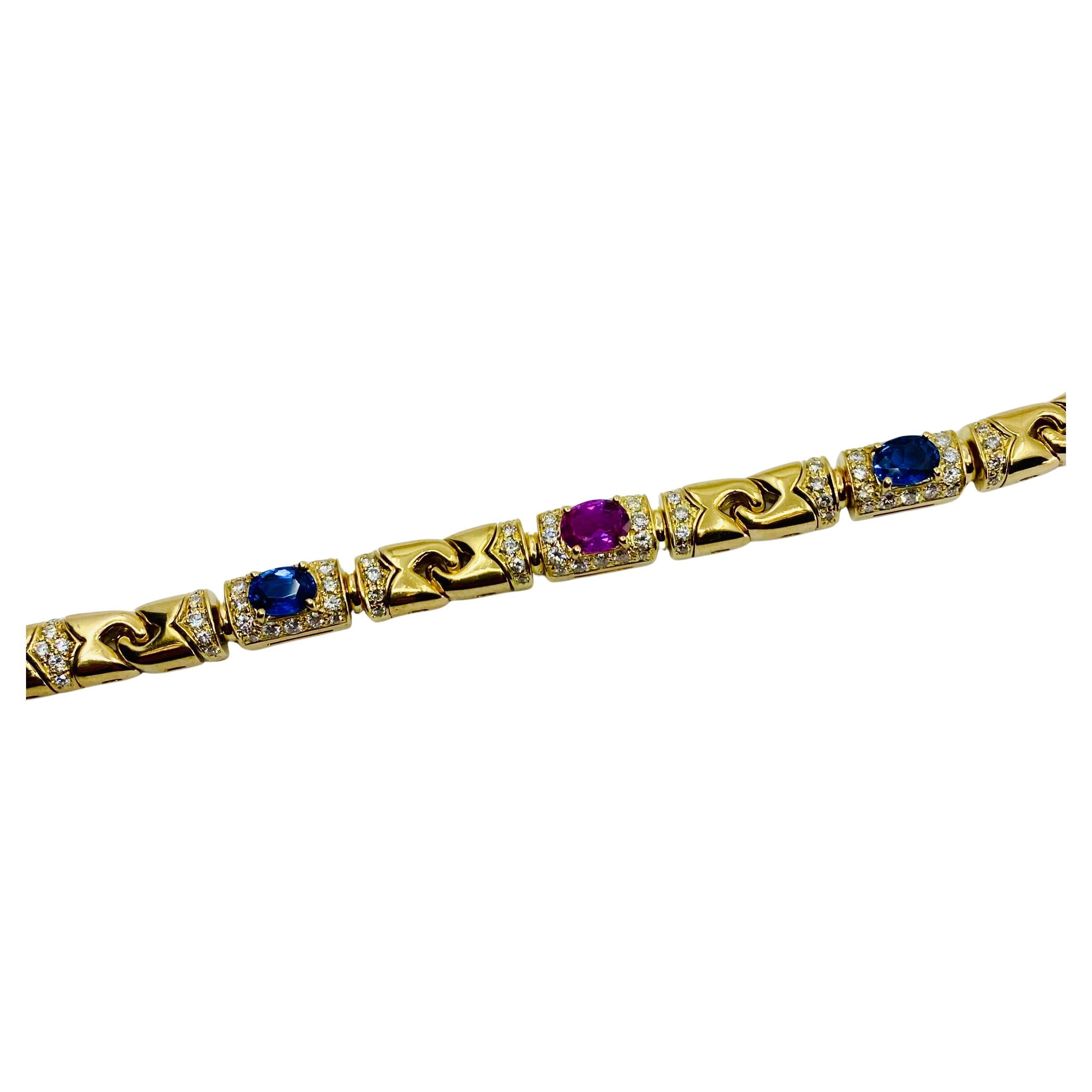 Bvlgari Bulgari Bracelet saphir diamant or 18 carats en vente 3