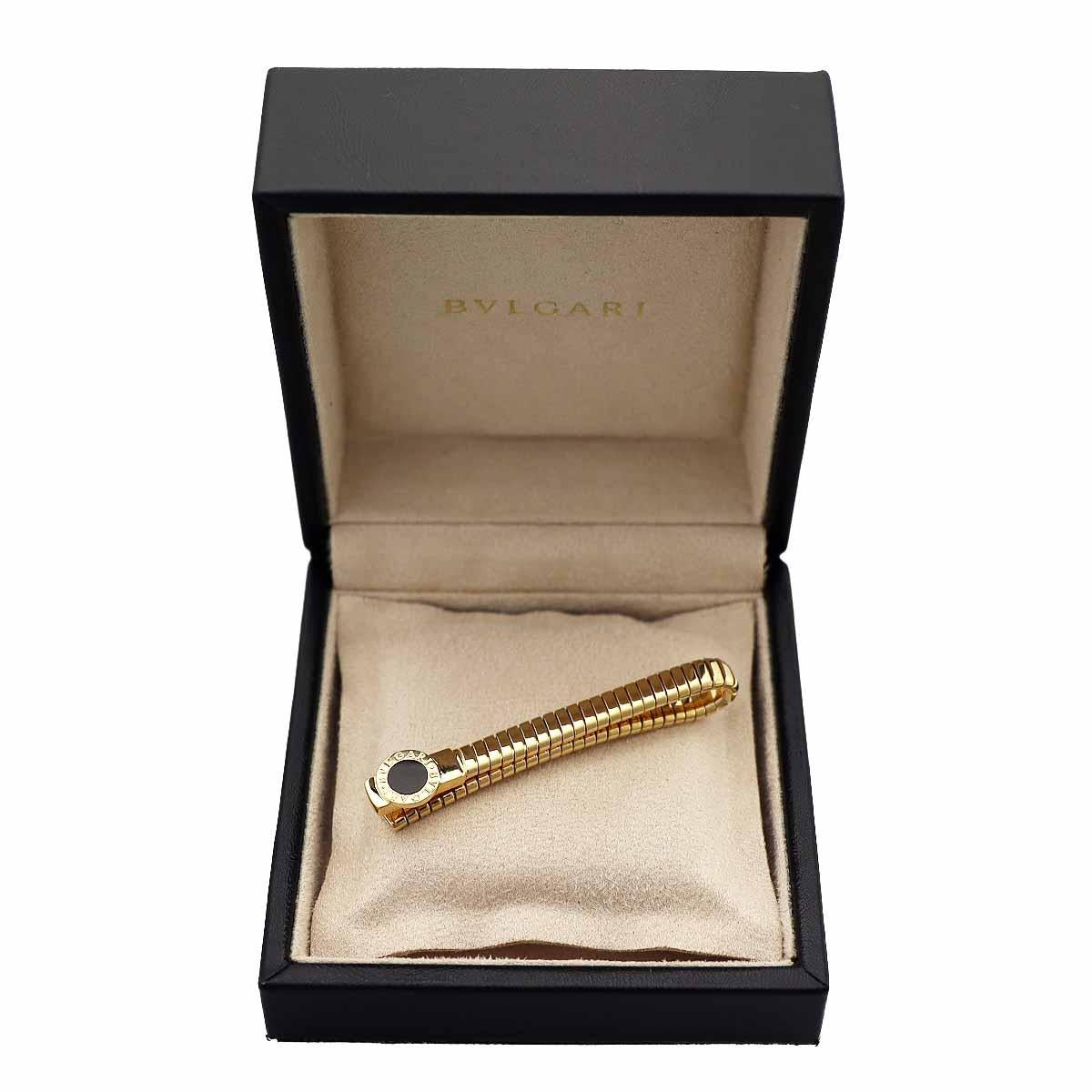 Men's BVLGARI Bulgari Bulgari Tie Pin Onyx K18 Yellow Gold For Sale