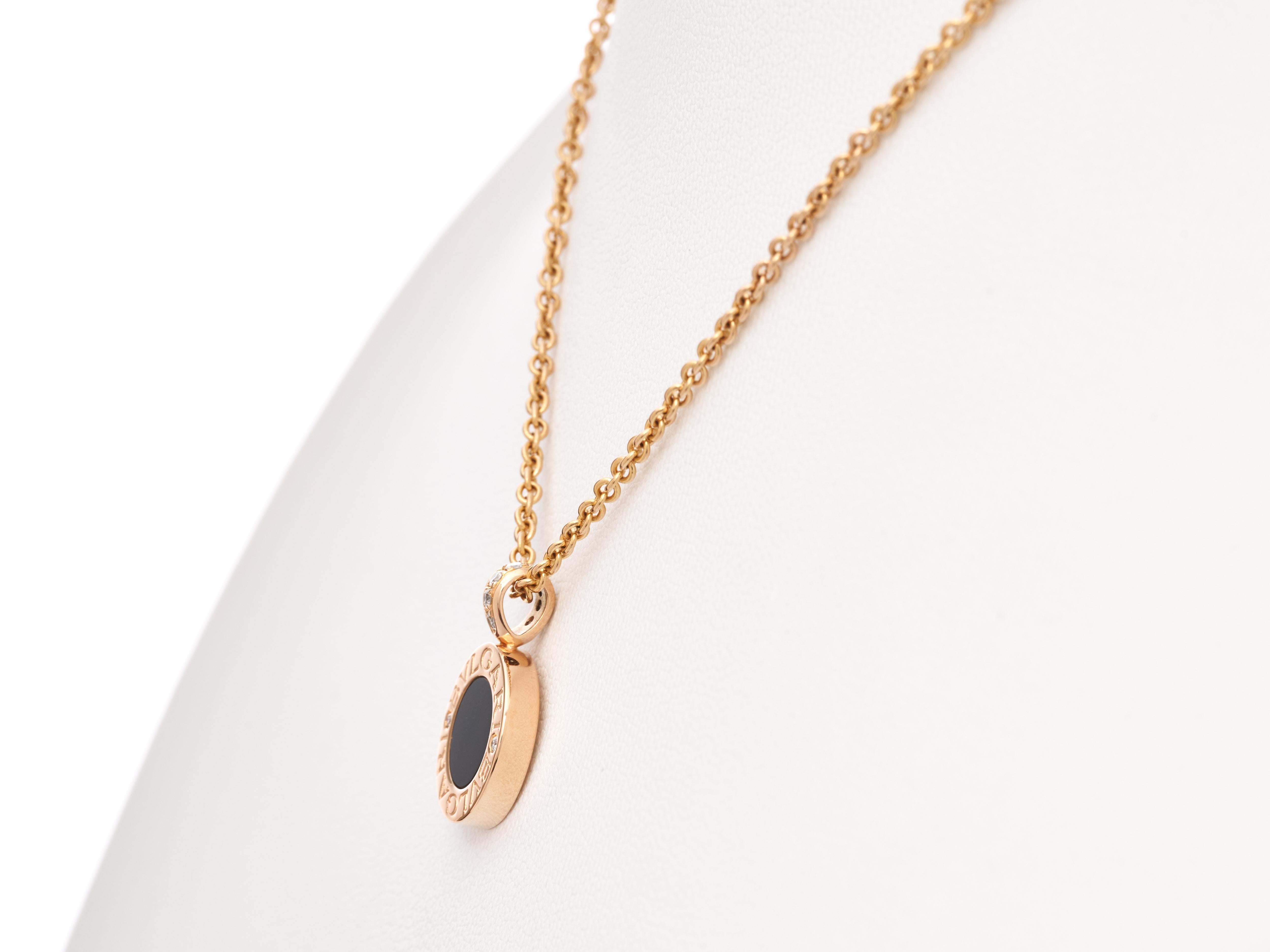 Bvlgari Bulgari Collar B.Zero Oro rosa 18k Ónix MoP Diamantes reversible en Excelente estado para la venta en London, GB