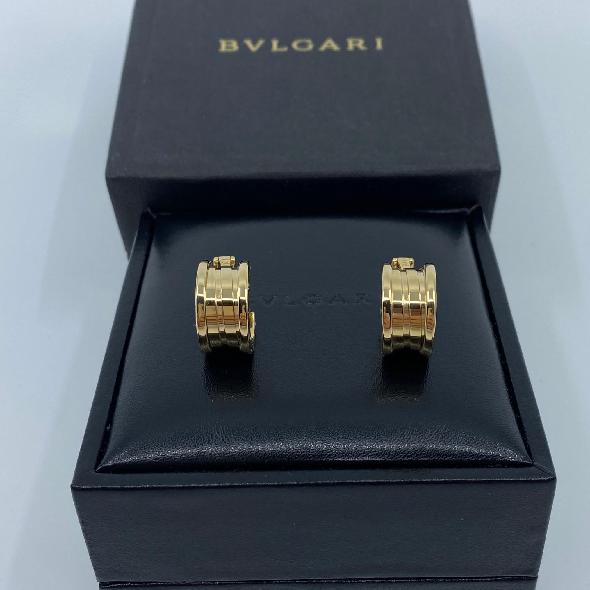 Bvlgari B.Zero1 18k Yellow Gold Hoop Earrings.

A pair of 18k yellow gold hoop earrings from the Bvlgari B.zero1 collection. 
The earrings measure approximately 17.2x17.2x9.3mm and feature lever-back fastening with a total weight of 13.8g.

Both
