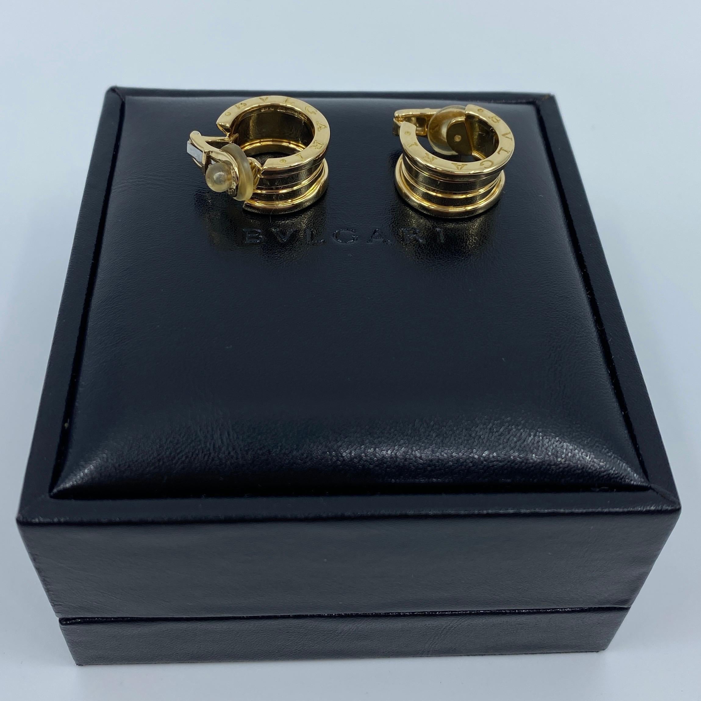 Bvlgari Bulgari B.Zero1 18 Karat Yellow Gold Hoop Stud Earrings with Box In Excellent Condition In Birmingham, GB