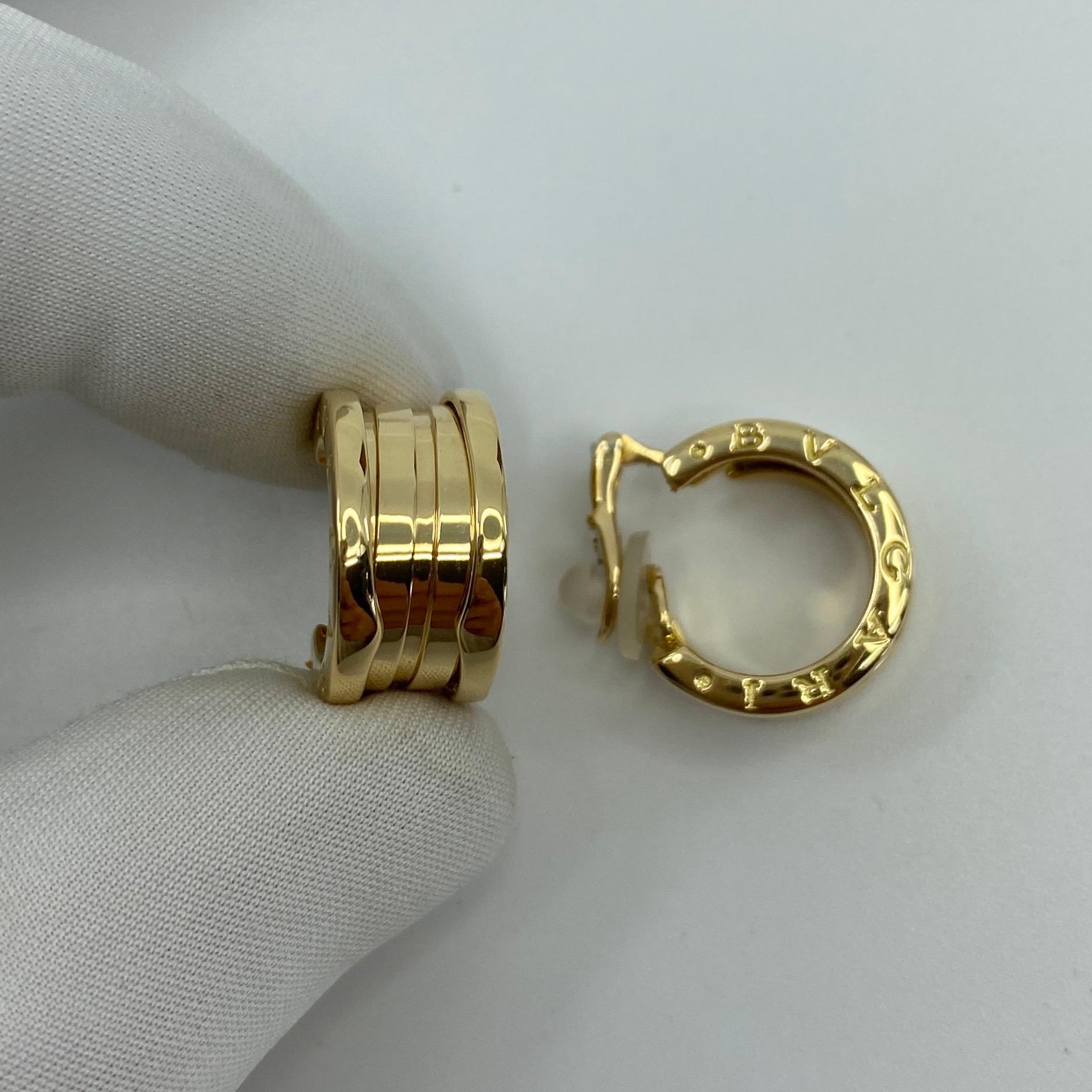 Bvlgari Bulgari B.Zero1 18 Karat Yellow Gold Hoop Stud Earrings with Box 2