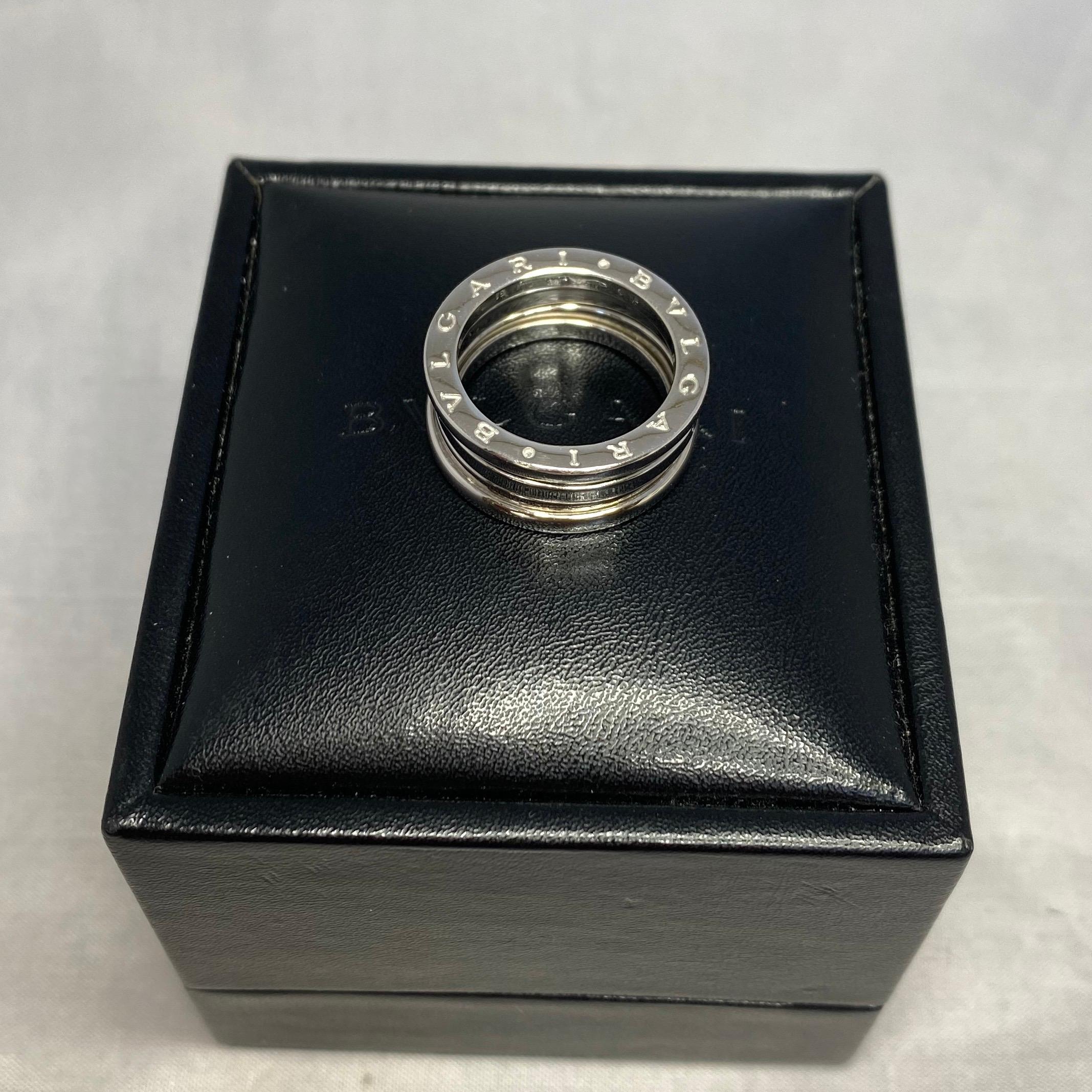 Bvlgari Bulgari B.Zero1 3-Band 18 Karat White Gold Band B Zero 1 Ring In Excellent Condition In Birmingham, GB