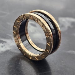 Bvlgari Bulgari B.Zero1 Black Ceramic Wedding Band Ring 18k Rose Gold sz 54 7