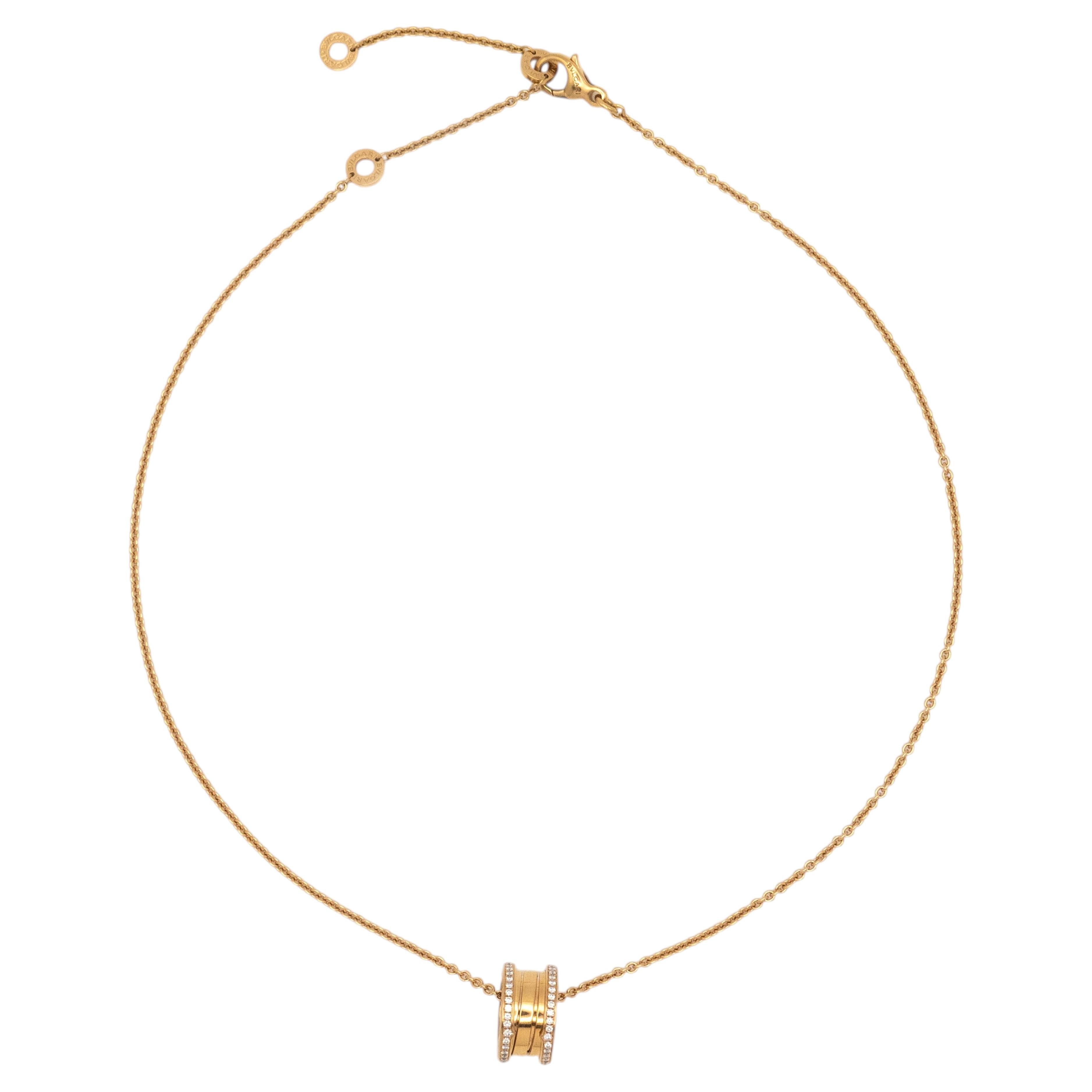 Pre-owned Bulgari Bvlgari  B.zero1 Diamond Pendant 18k Rose Gold Necklace In Red