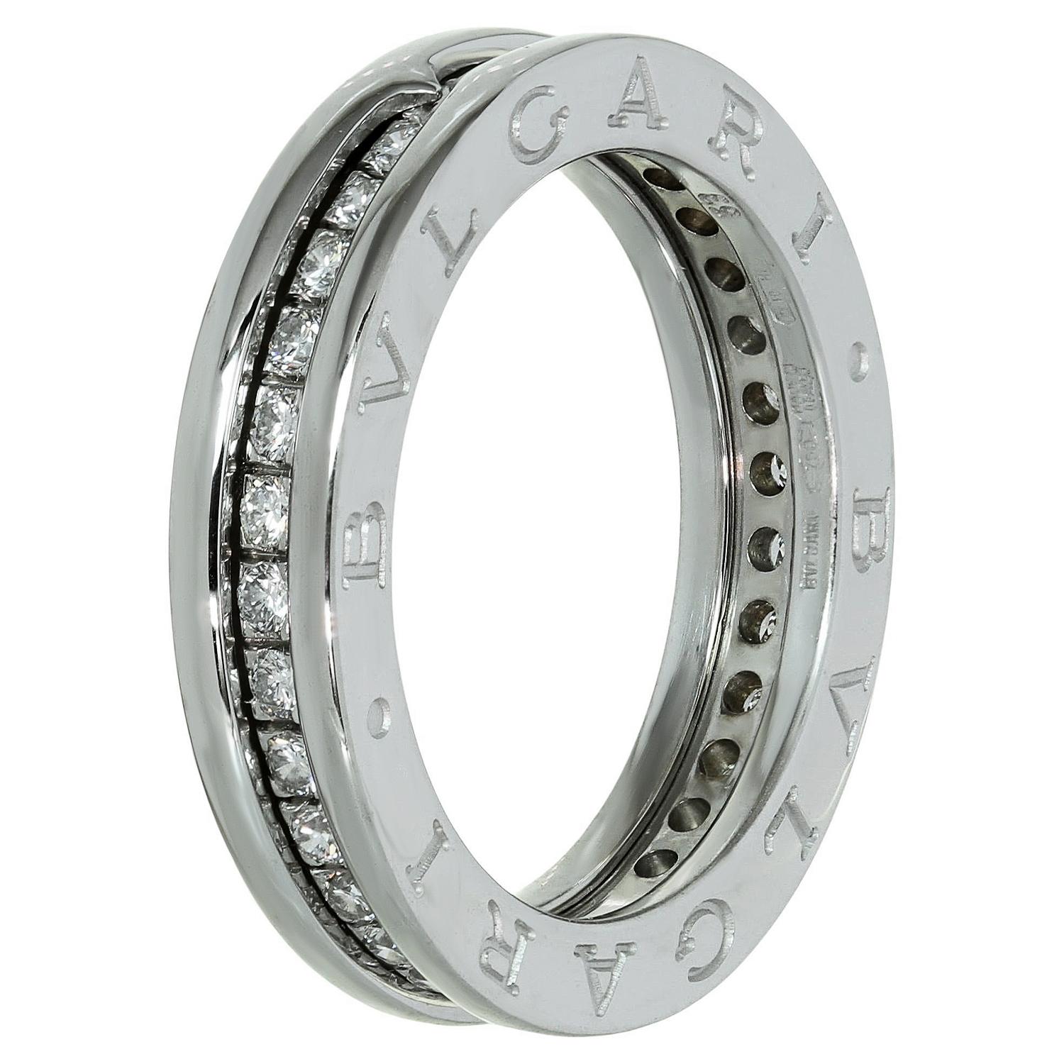 Bvlgari Bulgari B.Zero1 Diamond White Gold Unisex Band Ring In Excellent Condition For Sale In New York, NY
