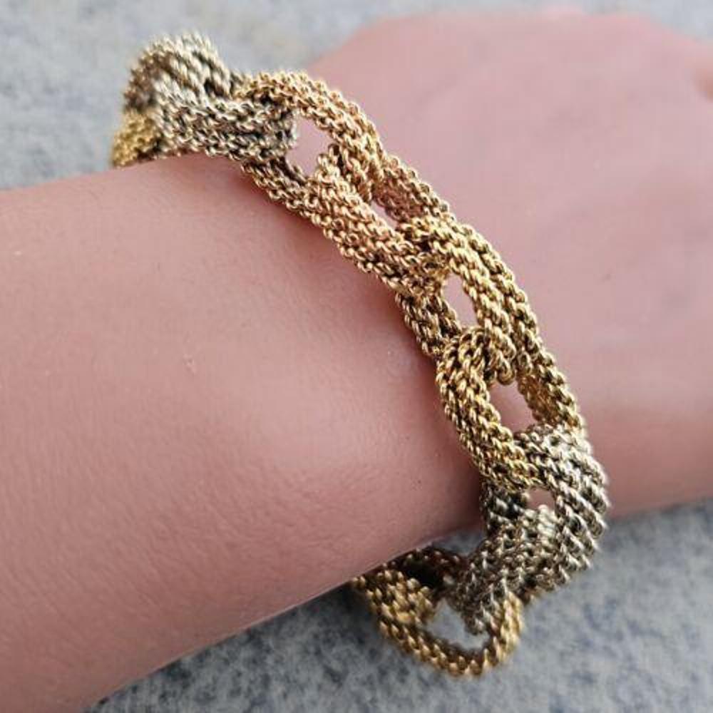 Bvlgari Bulgari Cable Weave Link Chain Bracelet Vintage 18k Rose White Yellow In Good Condition In Northbrook, IL