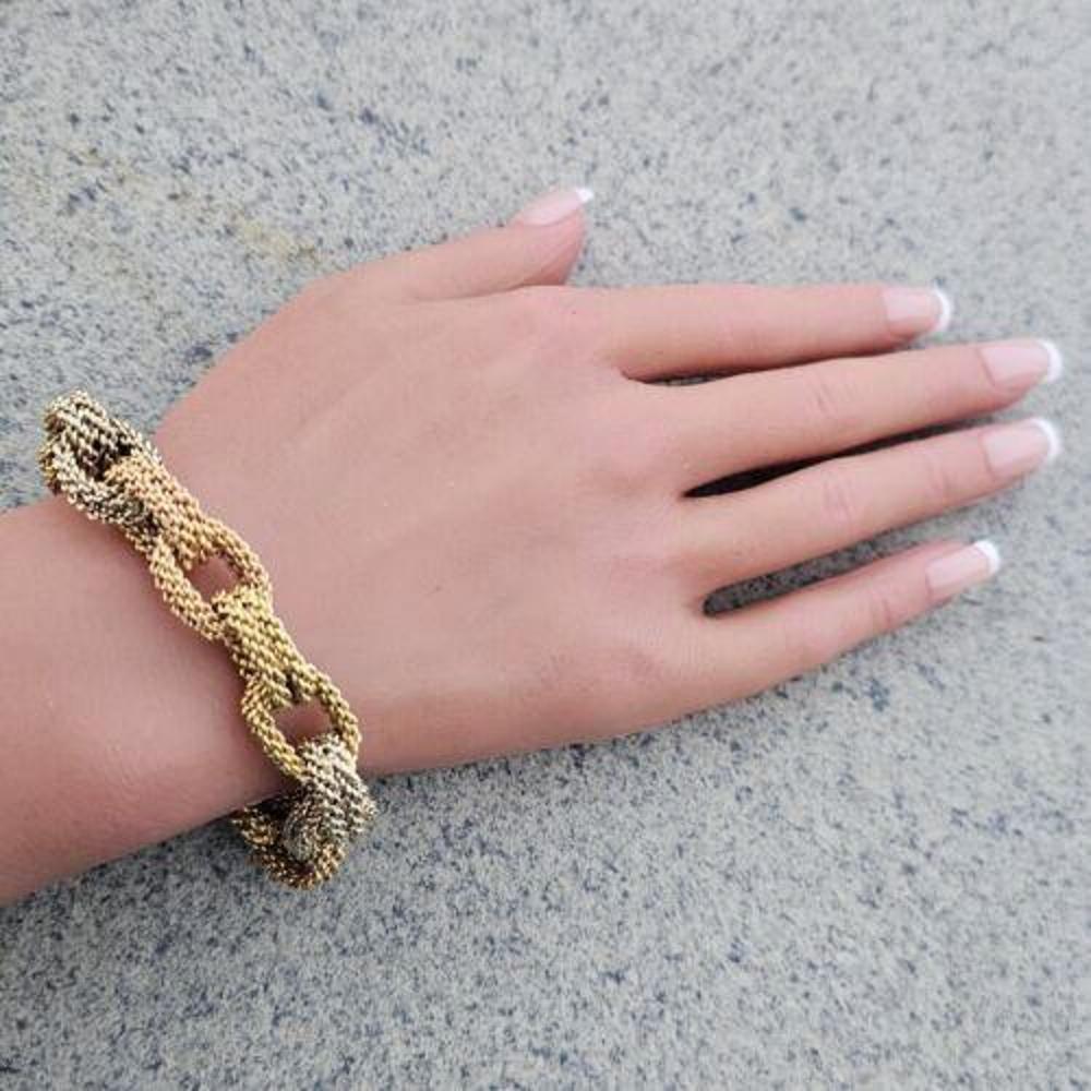 Women's Bvlgari Bulgari Cable Weave Link Chain Bracelet Vintage 18k Rose White Yellow