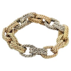 Bvlgari Bulgari Cable Weave Link Chain Bracelet Vintage 18k Rose White Yellow