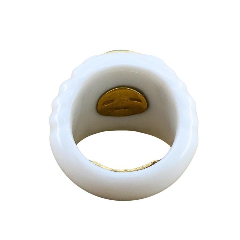 Bvlgari Bulgari Chandra Ring Porzellan Peridot 18k Gold im Angebot 6